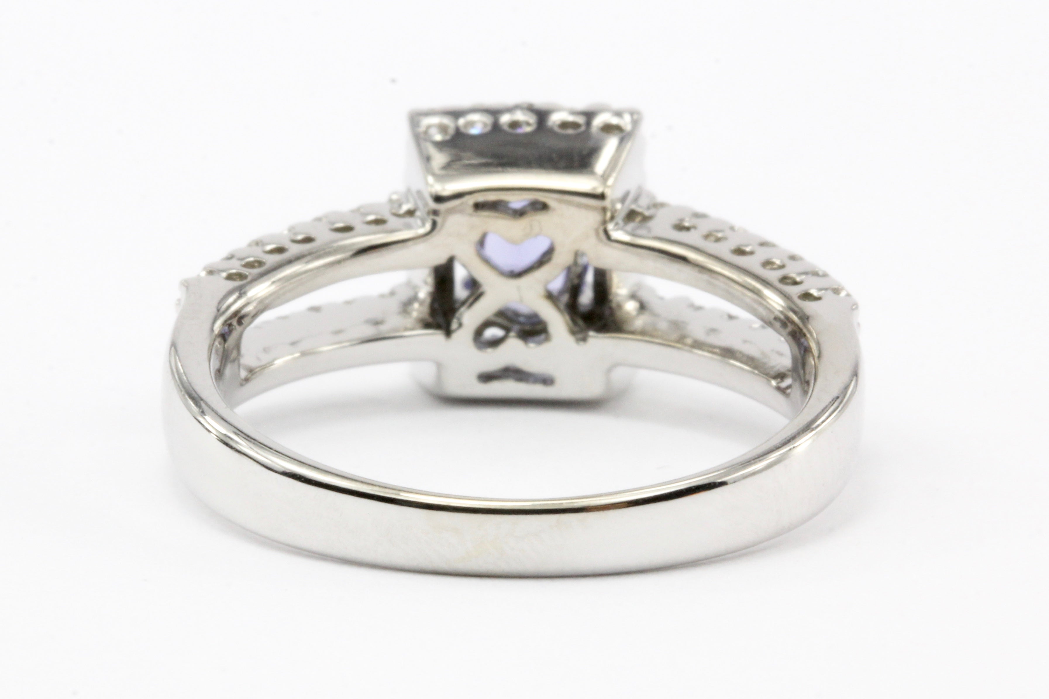 14K White Gold 1/2 Carat Tanzanite & Diamond Ring - Queen May