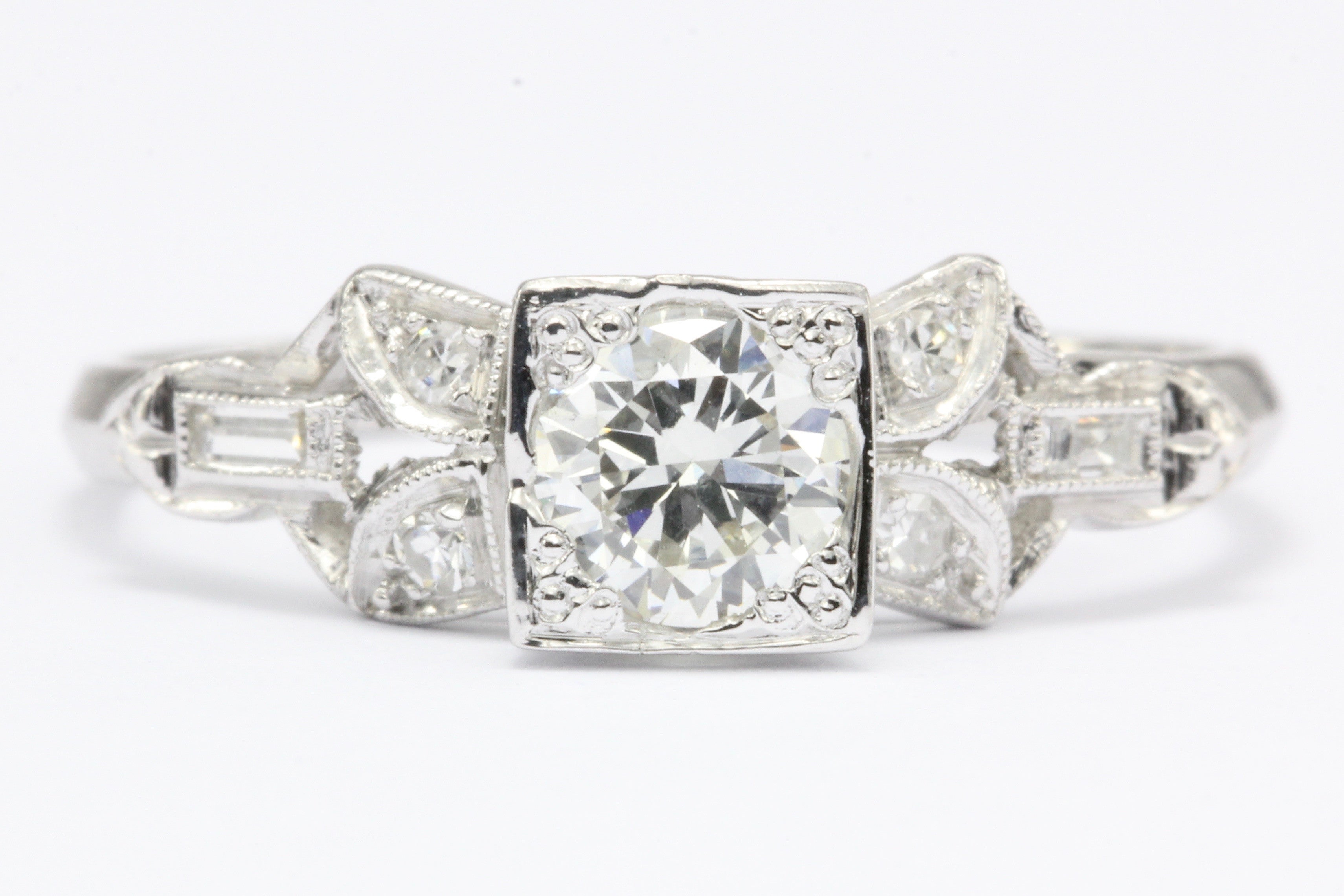Art Deco Platinum Old European Cut Diamond Engagement Ring c.1930's - Queen May