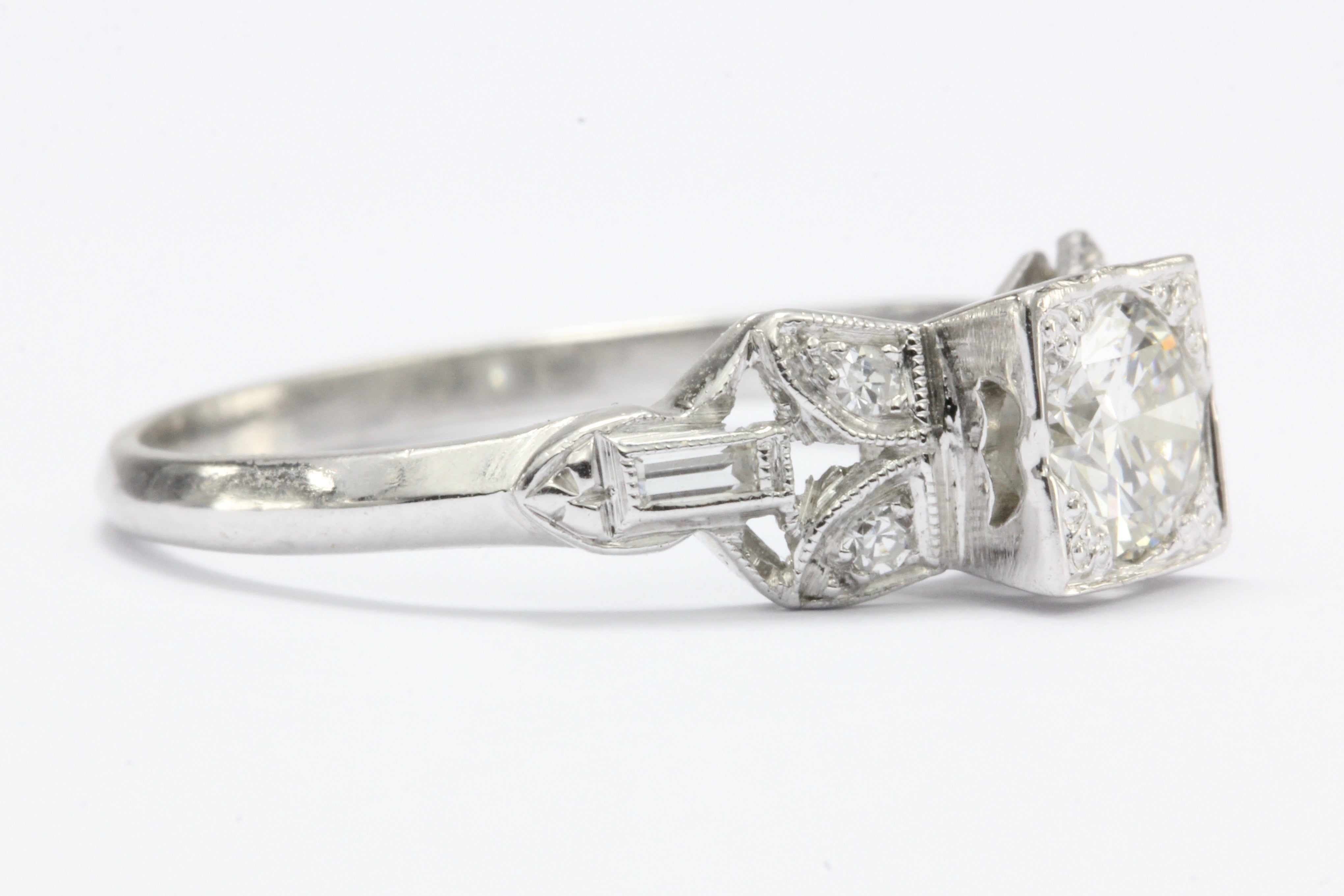 Art Deco Platinum Old European Cut Diamond Engagement Ring c.1930's - Queen May