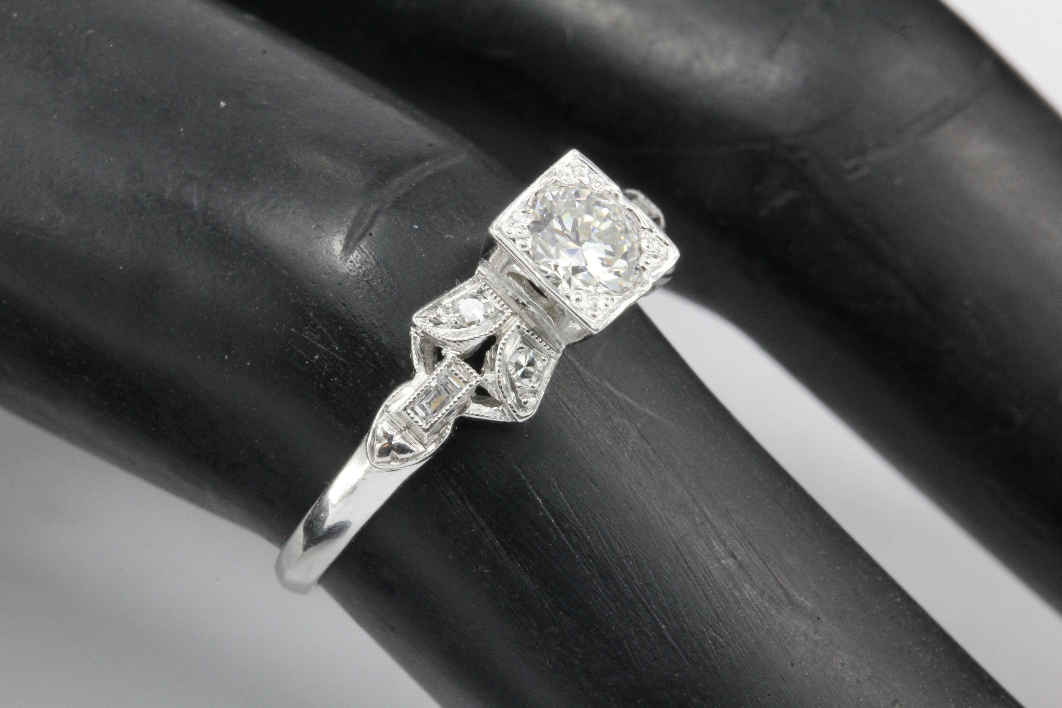 Art Deco Platinum Old European Cut Diamond Engagement Ring c.1930's - Queen May