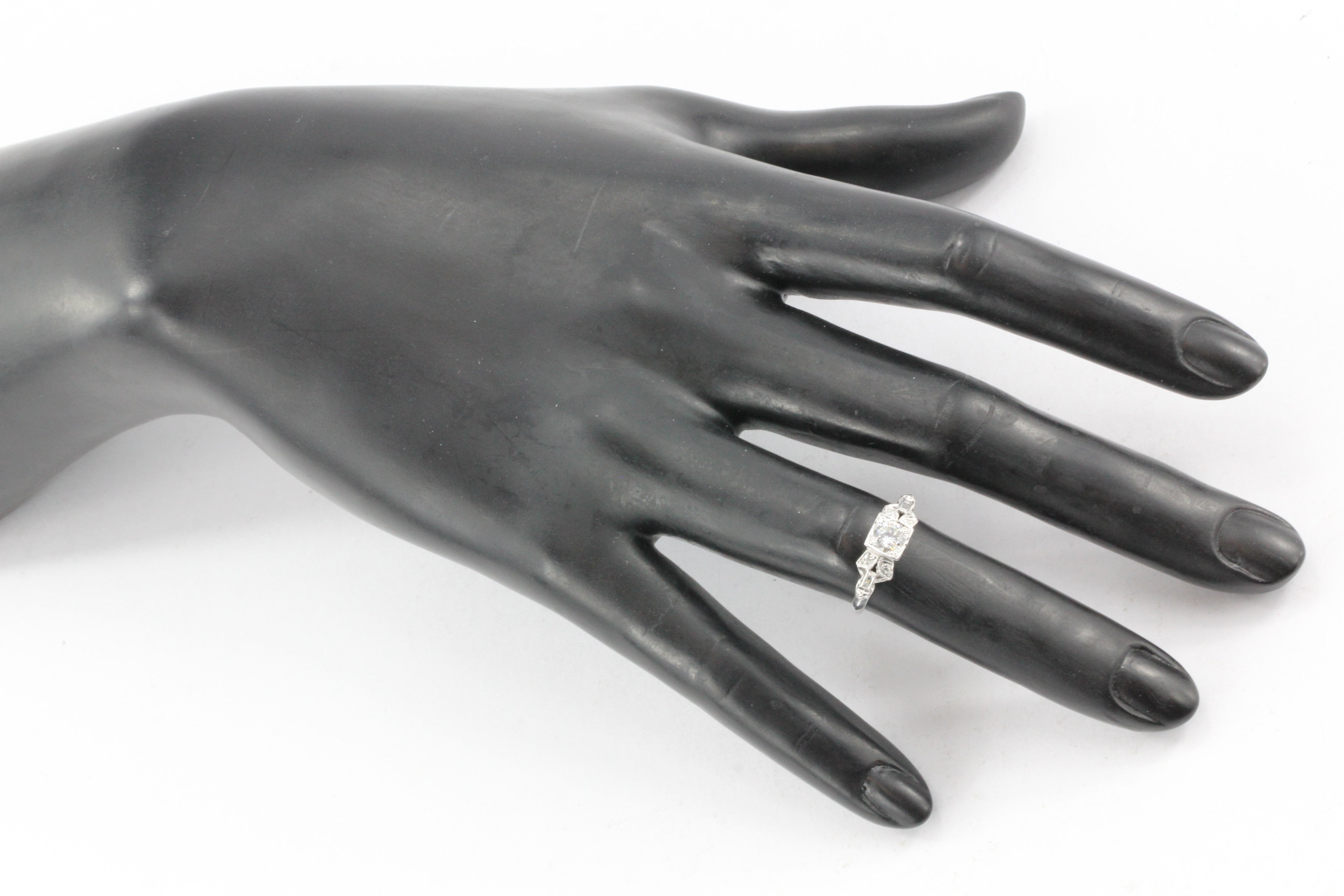 Art Deco Platinum Old European Cut Diamond Engagement Ring c.1930's - Queen May