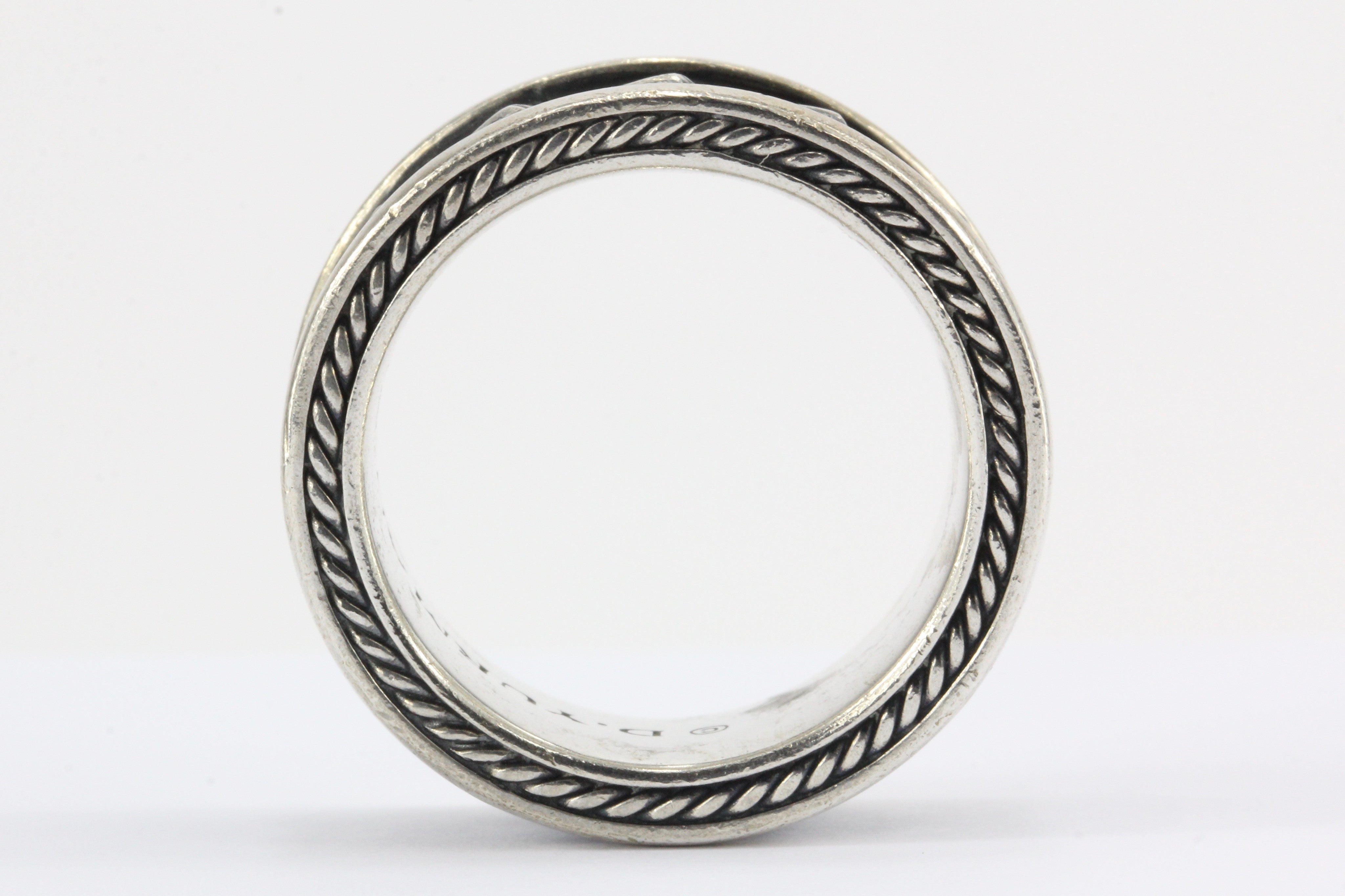 David Yurman Sterling Silver Armory Mens Ring Band Size 10 - Queen May