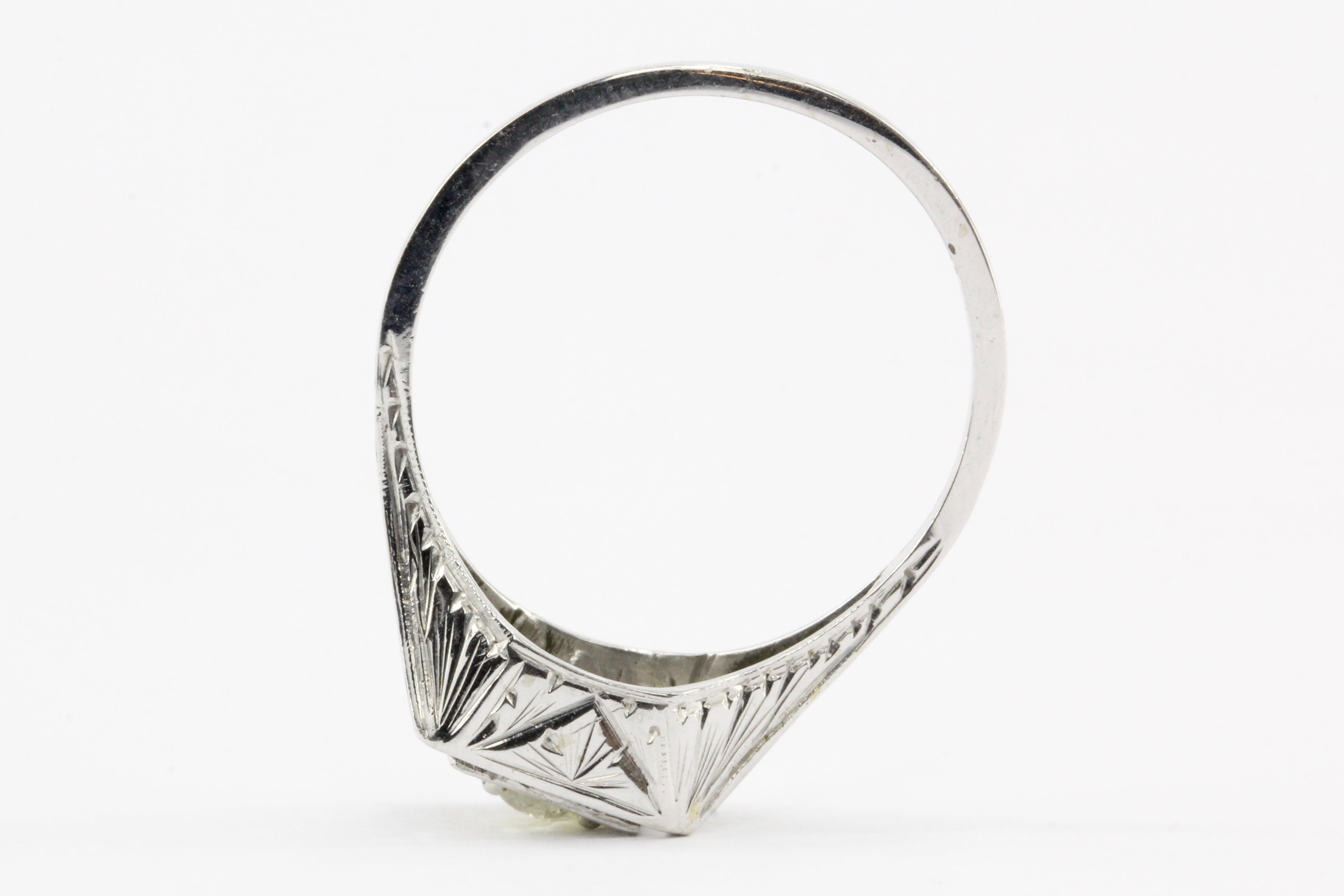 Art Deco Belais 18k White Gold .40CT Old Euro Fancy Yellow - Queen May