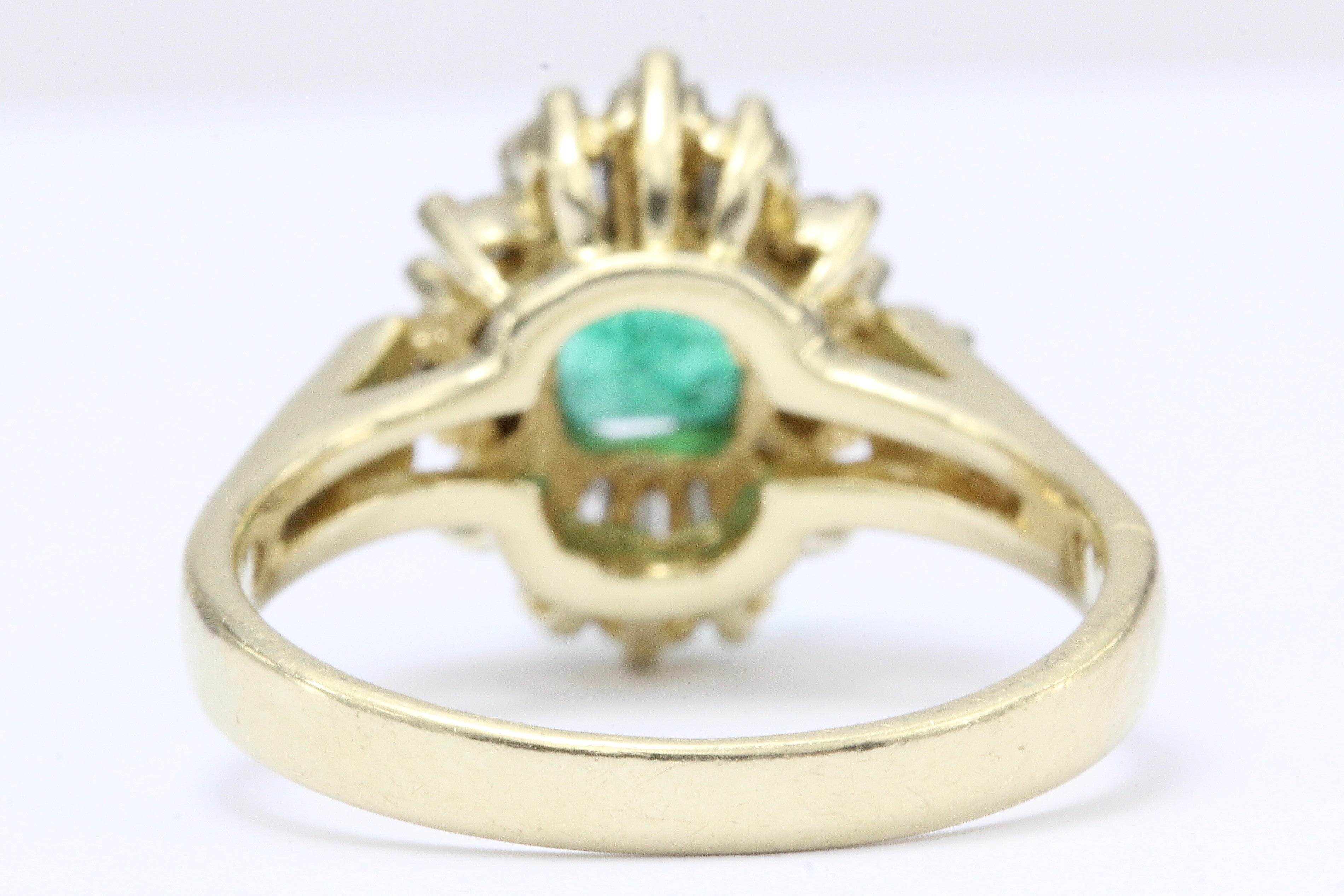 18K Yellow Gold .75 Carat Emerald & Diamond Ring - Queen May