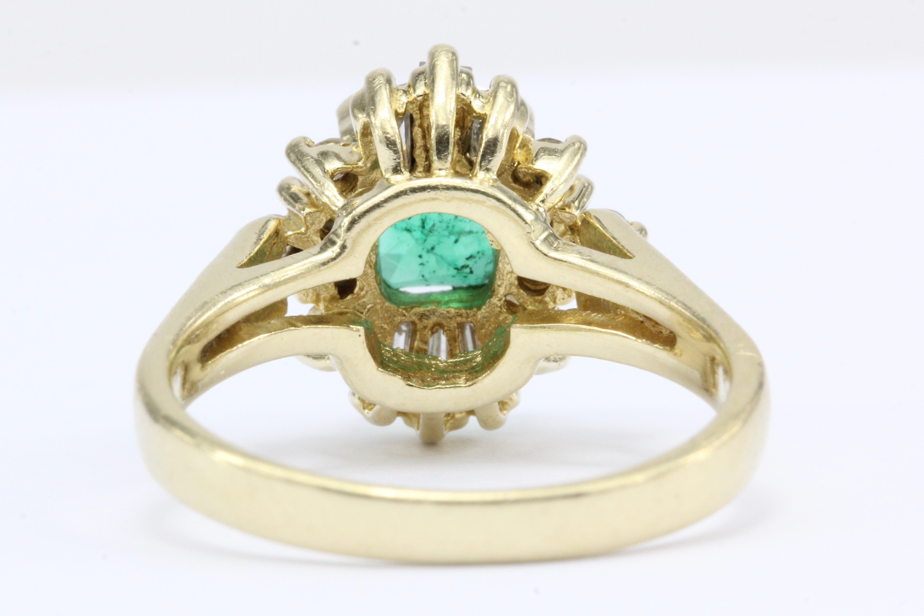 18K Yellow Gold .75 Carat Emerald & Diamond Ring - Queen May