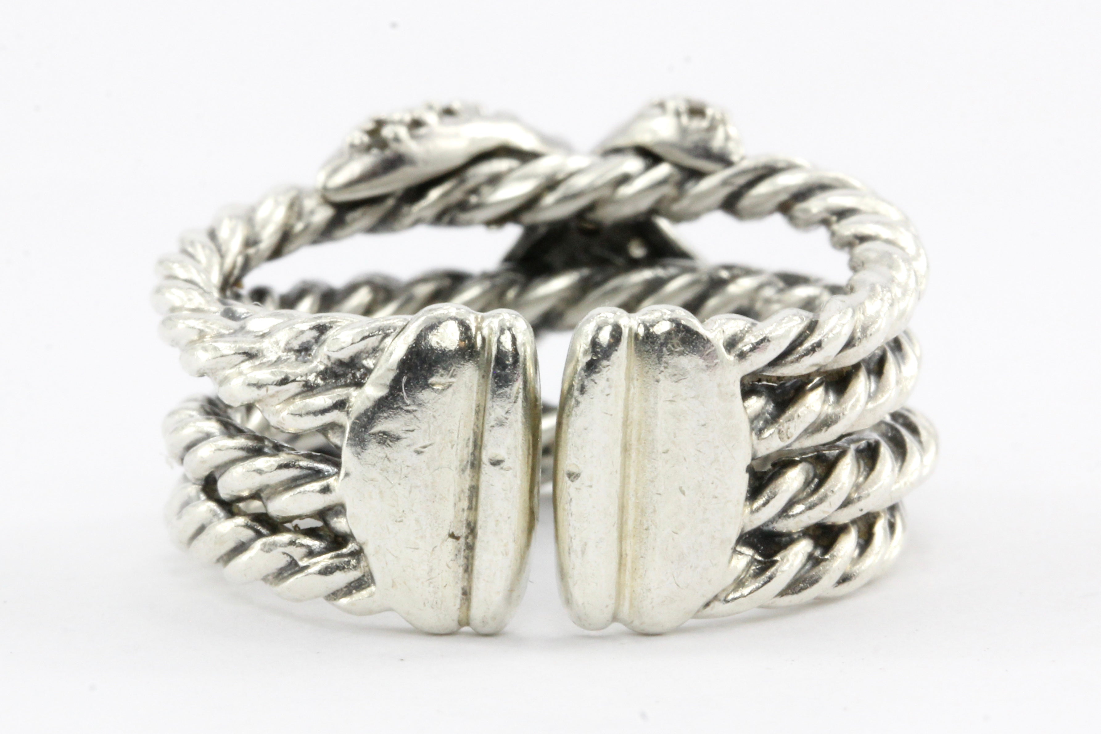 David Yurman Sterling Silver Diamond X Crossover Ring - Queen May