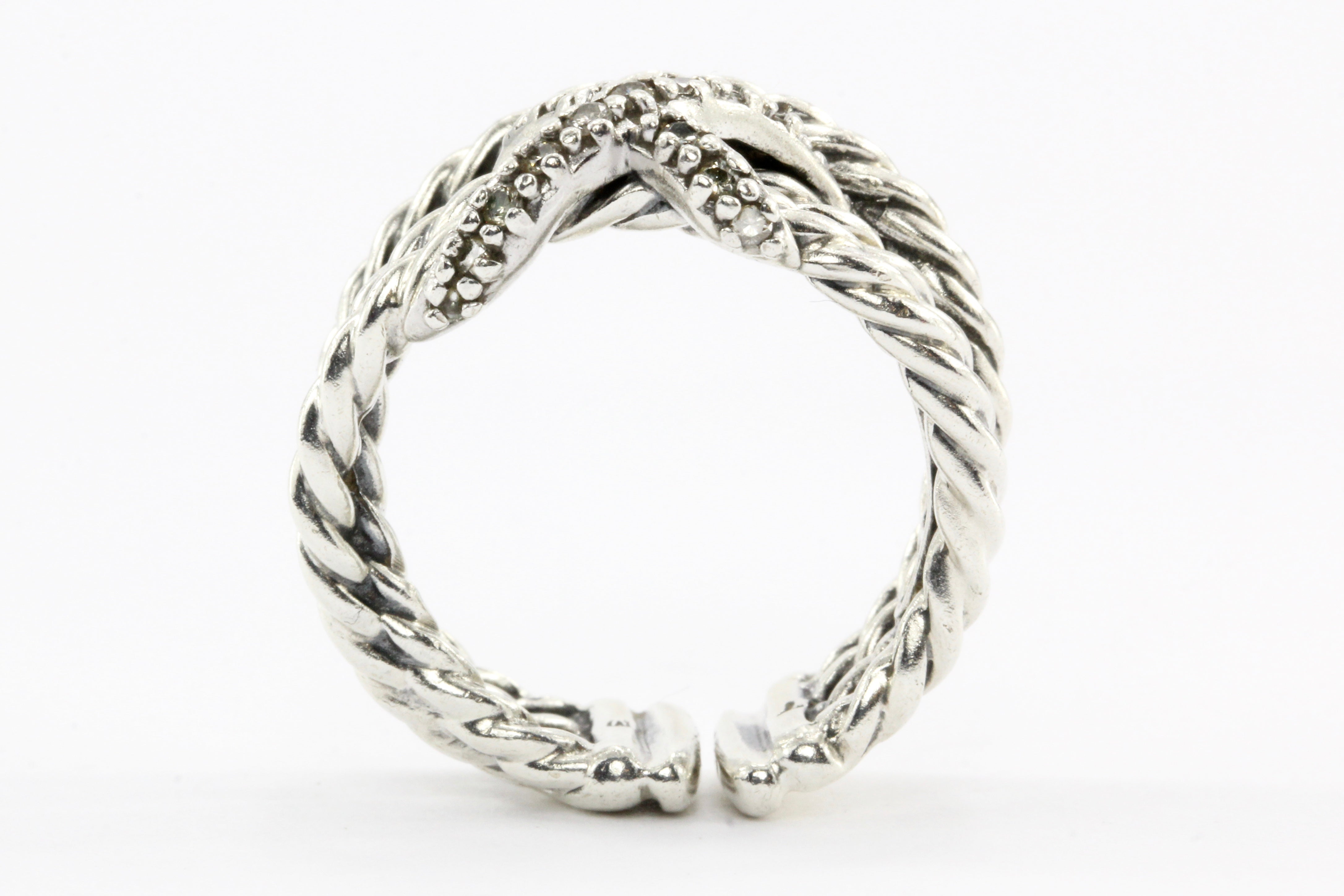 David Yurman Sterling Silver Diamond X Crossover Ring - Queen May