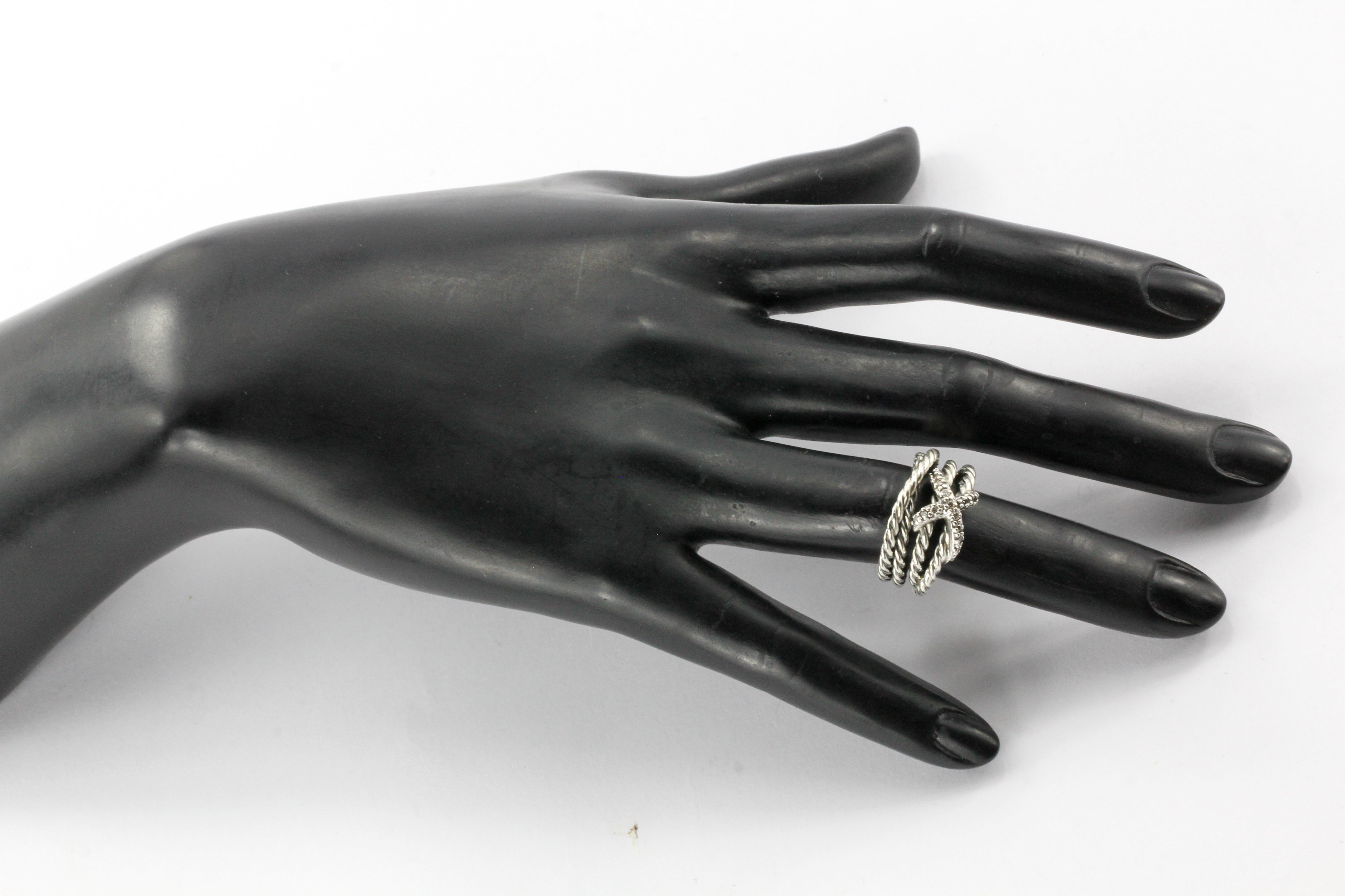 David Yurman Sterling Silver Diamond X Crossover Ring - Queen May