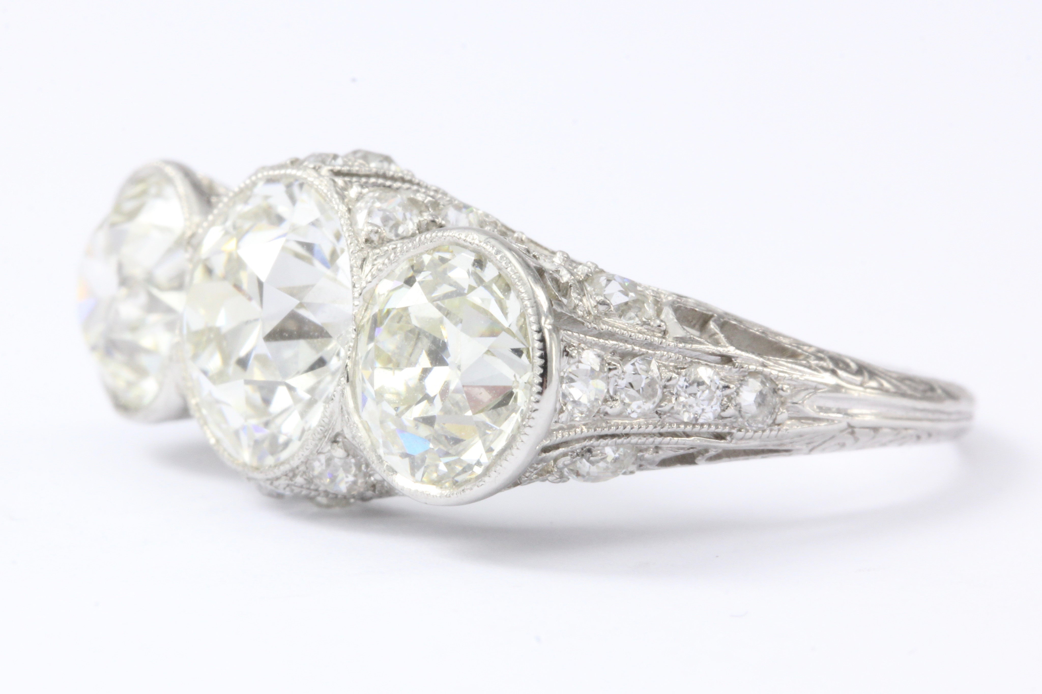 Art Deco Platinum & 5.1 Carat Old European Cut Diamond Hutchison & Huestis Engagement Ring - Queen May