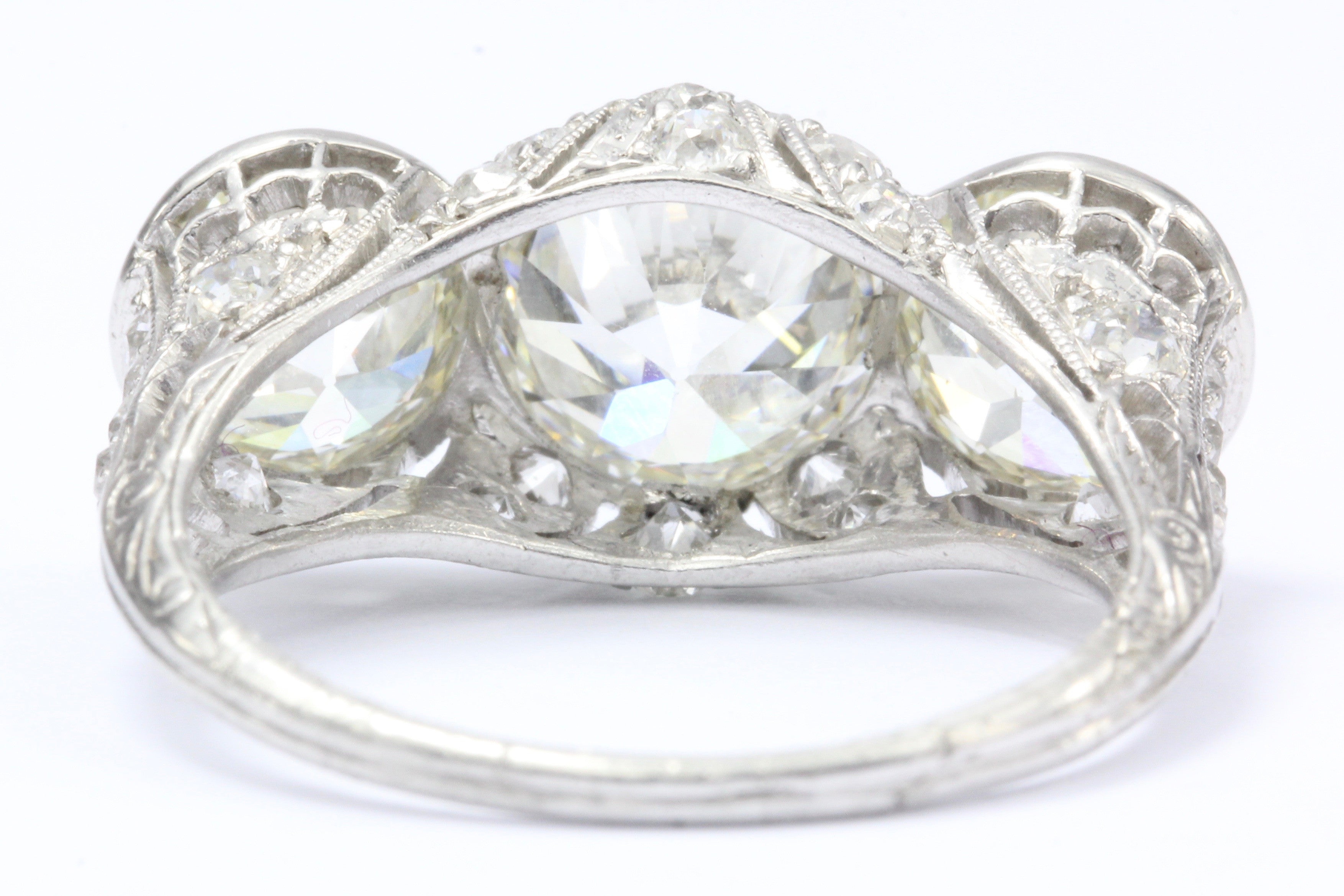 Art Deco Platinum & 5.1 Carat Old European Cut Diamond Hutchison & Huestis Engagement Ring - Queen May