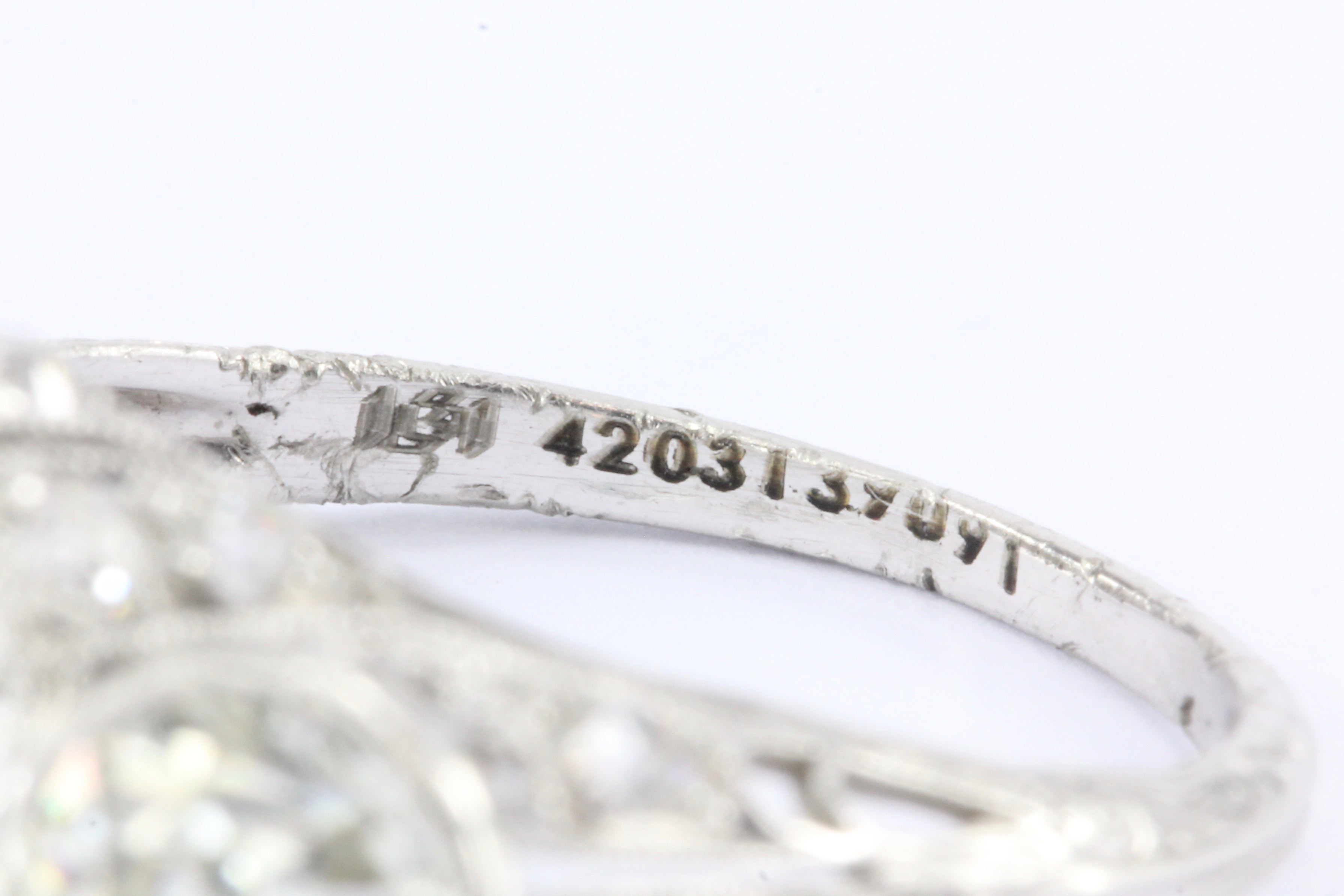 Art Deco Platinum & 5.1 Carat Old European Cut Diamond Hutchison & Huestis Engagement Ring - Queen May