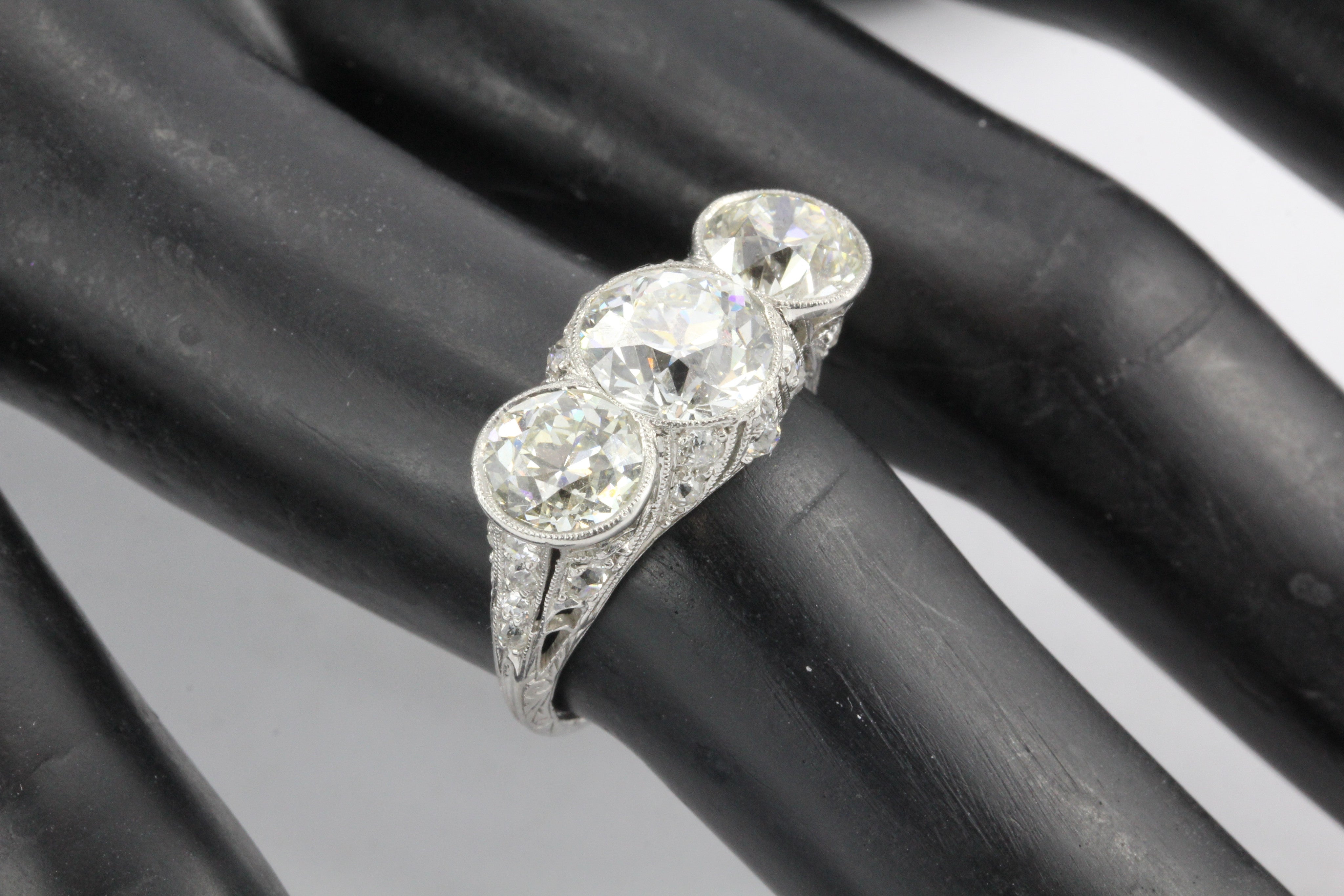 Art Deco Platinum & 5.1 Carat Old European Cut Diamond Hutchison & Huestis Engagement Ring - Queen May