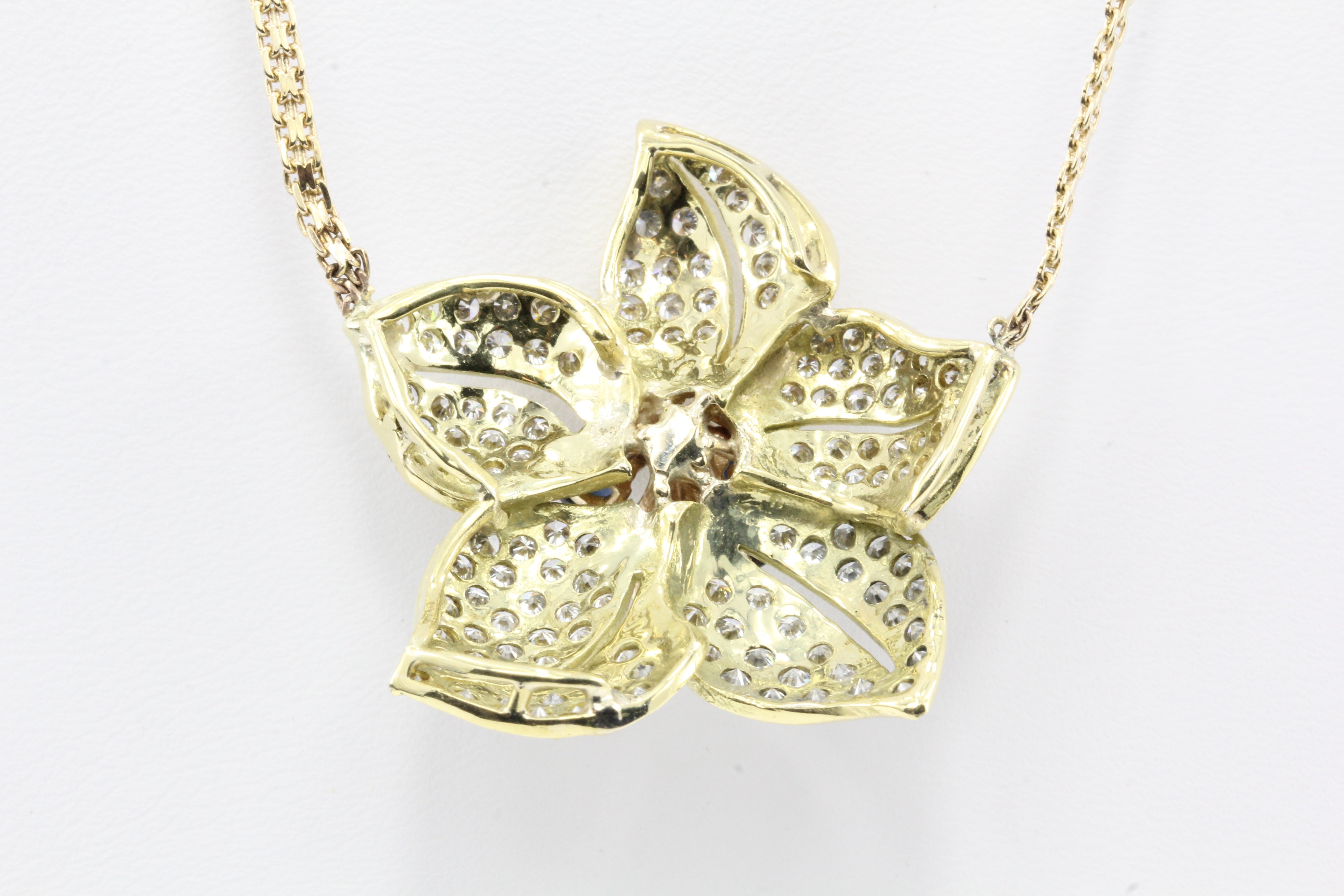 Retro Gold Diamond Emerald Ruby Sapphire Chunky Flower Necklace - Queen May