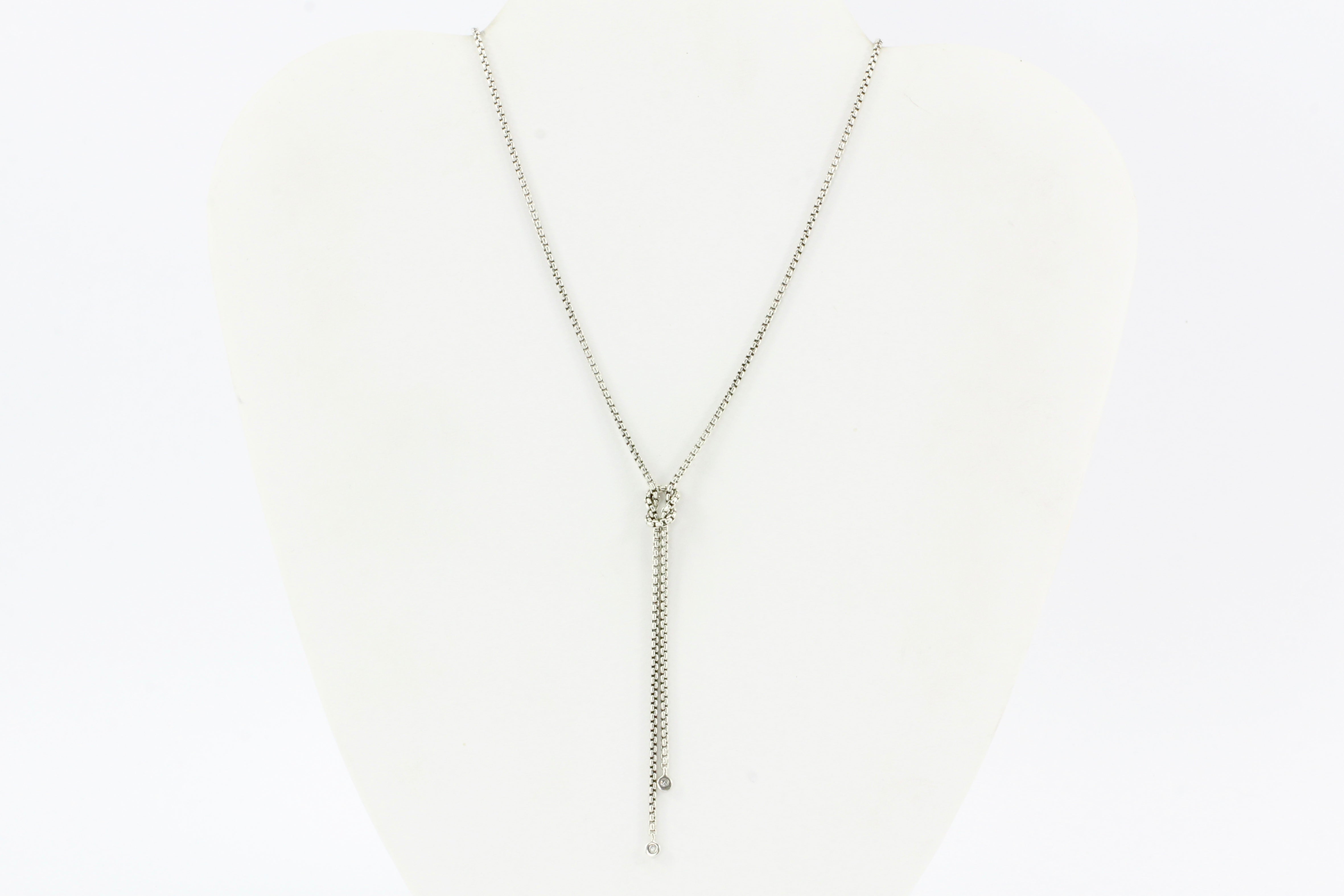 David Yurman Sterling Silver Diamond Lariat Knot Necklace - Queen May