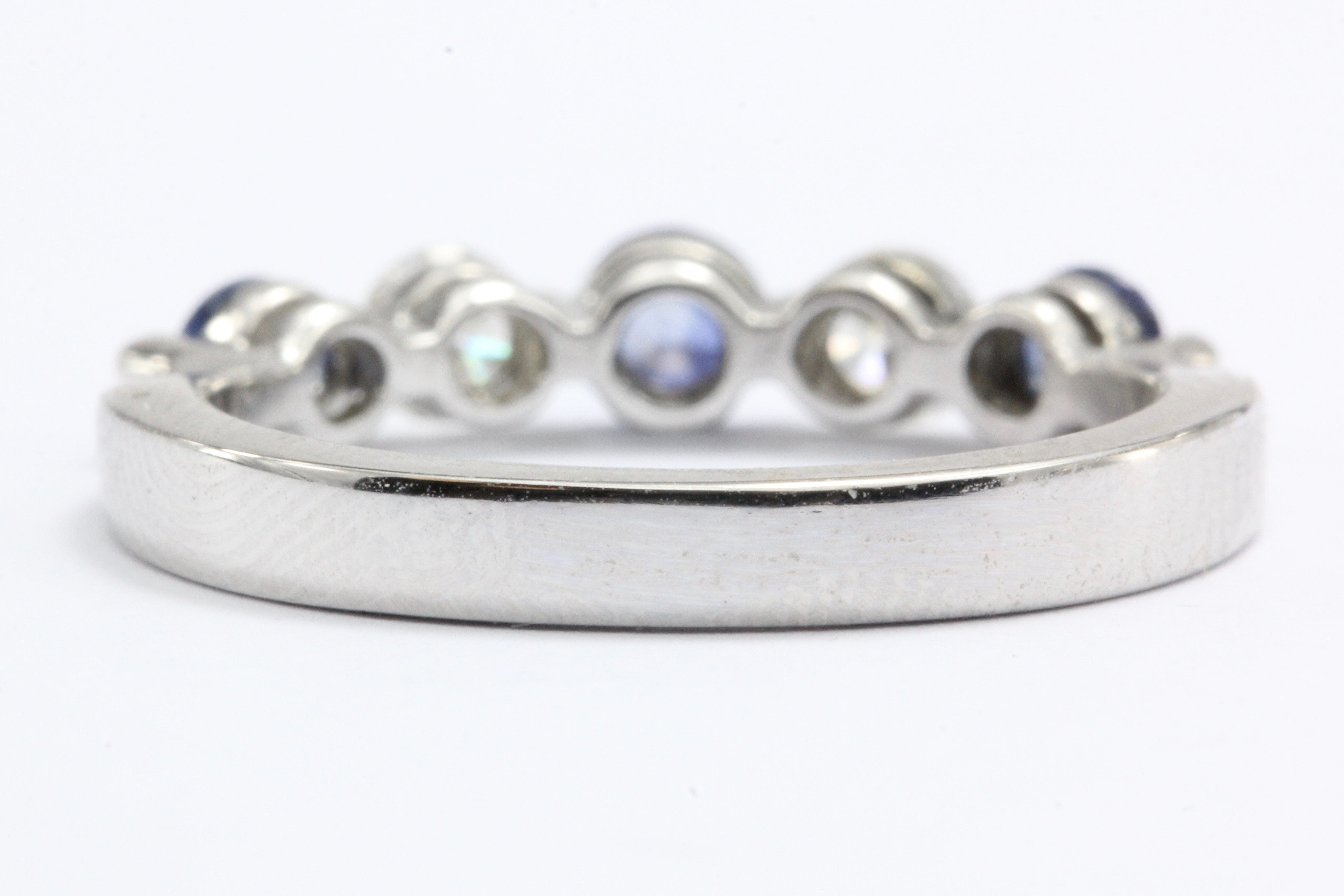 14K White Gold Diamond & Blue Sapphire Ring - Queen May