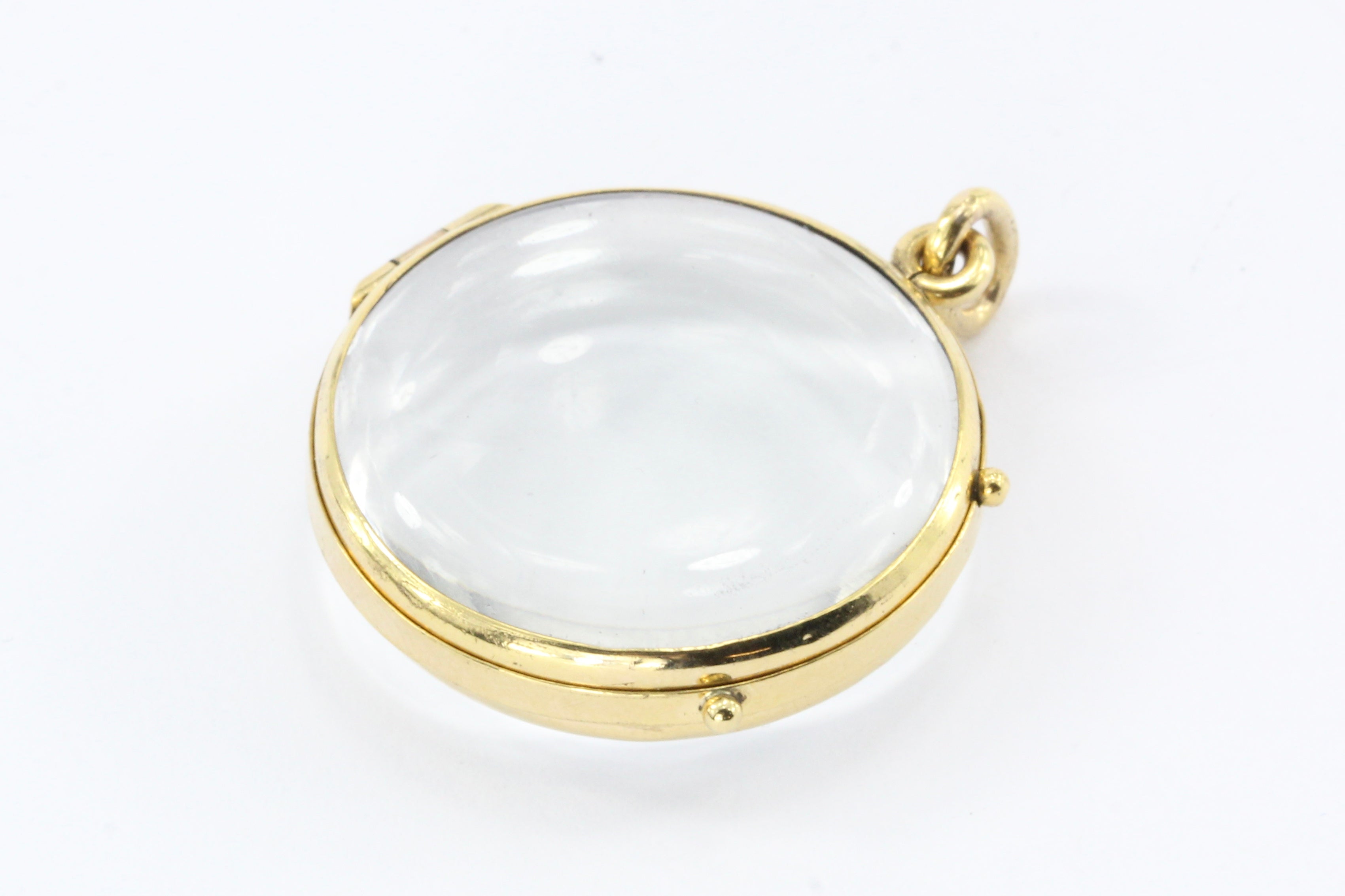 Antique 9ct Victorian Glass Gold Locket - Queen May