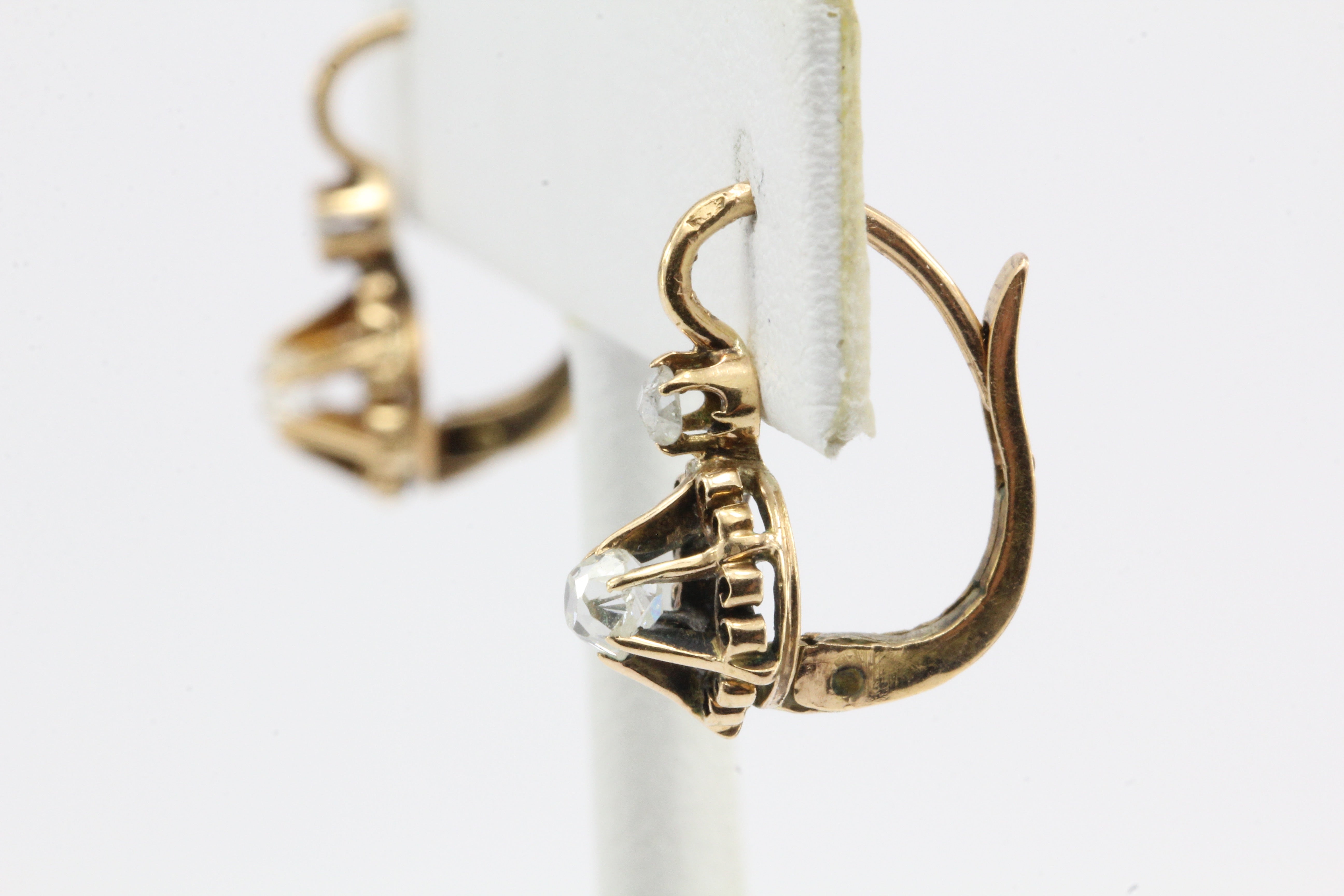 Victorian 18K Gold Old Mine Diamond Earrings c.1880 - Queen May