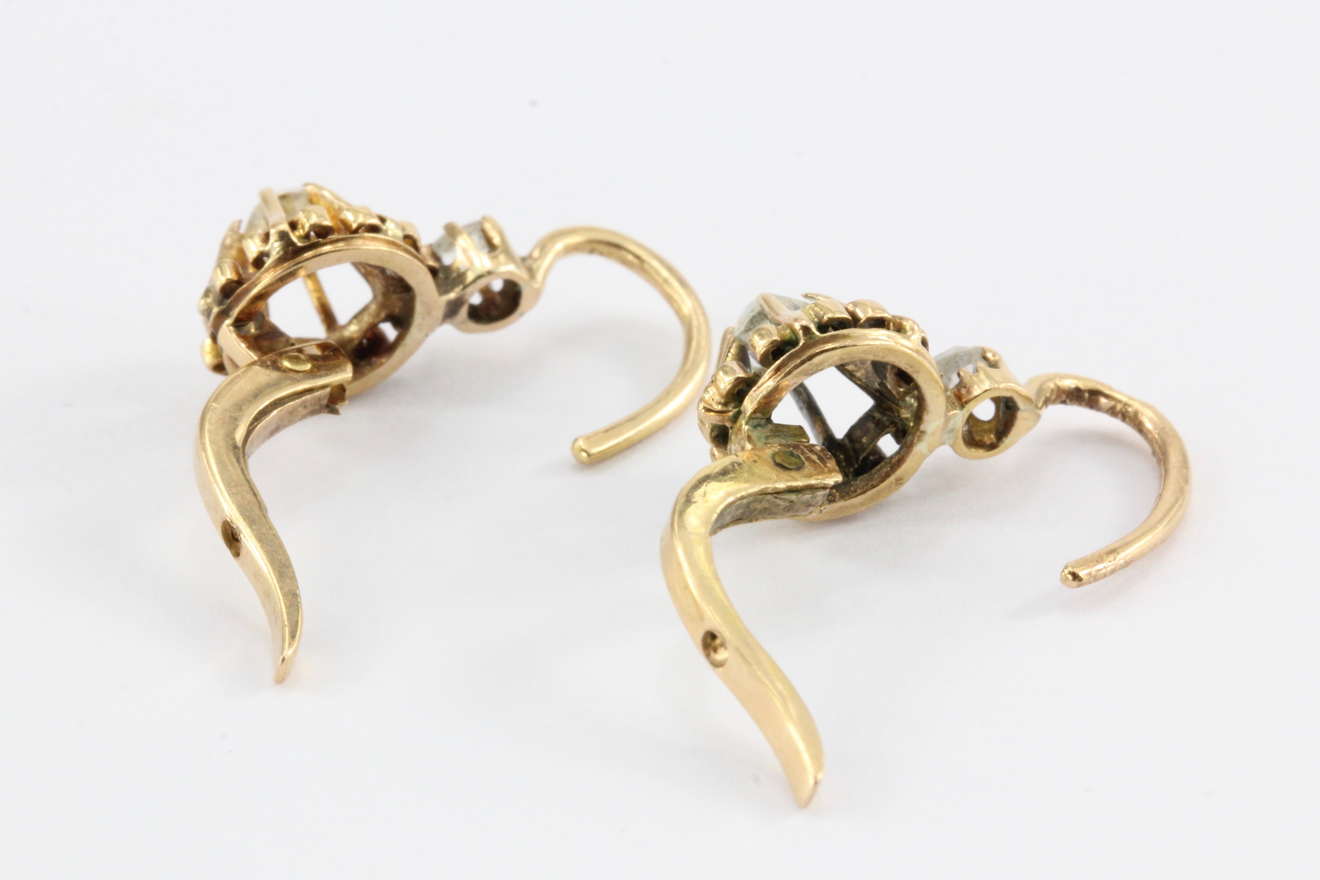 Victorian 18K Gold Old Mine Diamond Earrings c.1880 - Queen May