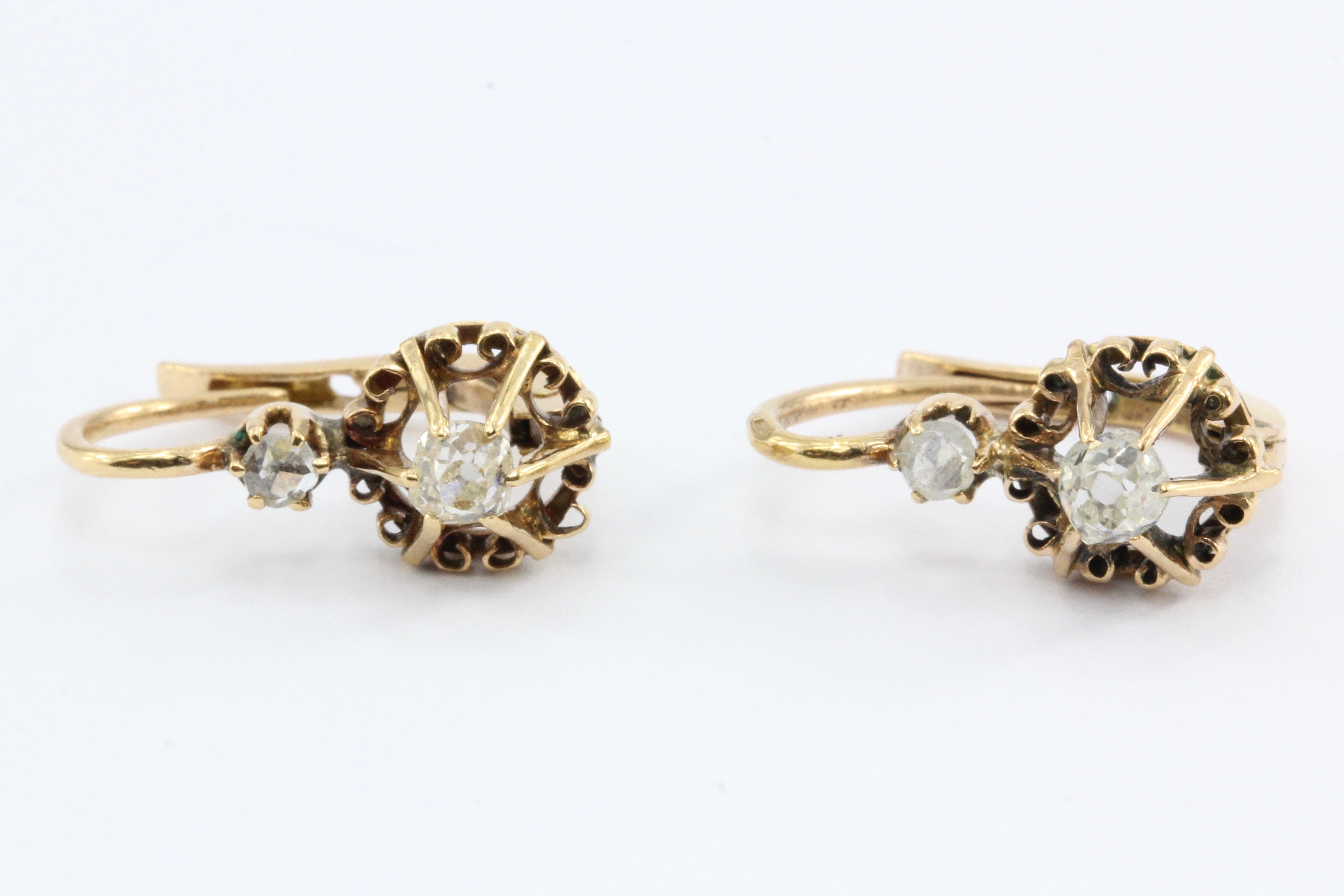 Victorian 18K Gold Old Mine Diamond Earrings c.1880 - Queen May