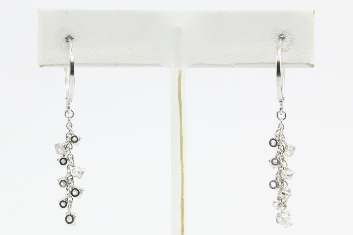 14k White Gold Diamond Drop Cluster Earrings 1 CTW - Queen May
