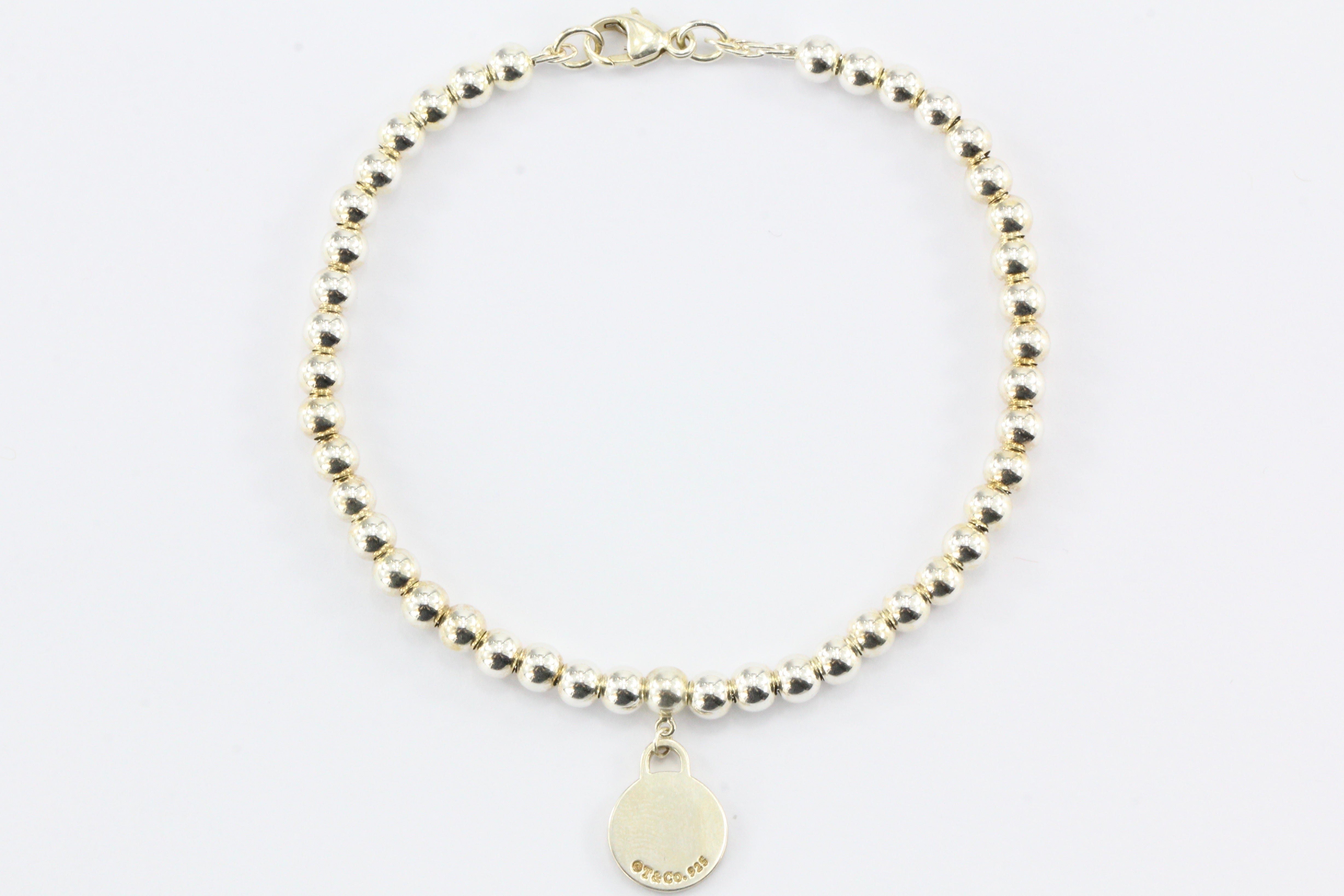 Tiffany & Co Please Return To Small Ball Bead Sterling Silver Bracelet - Queen May