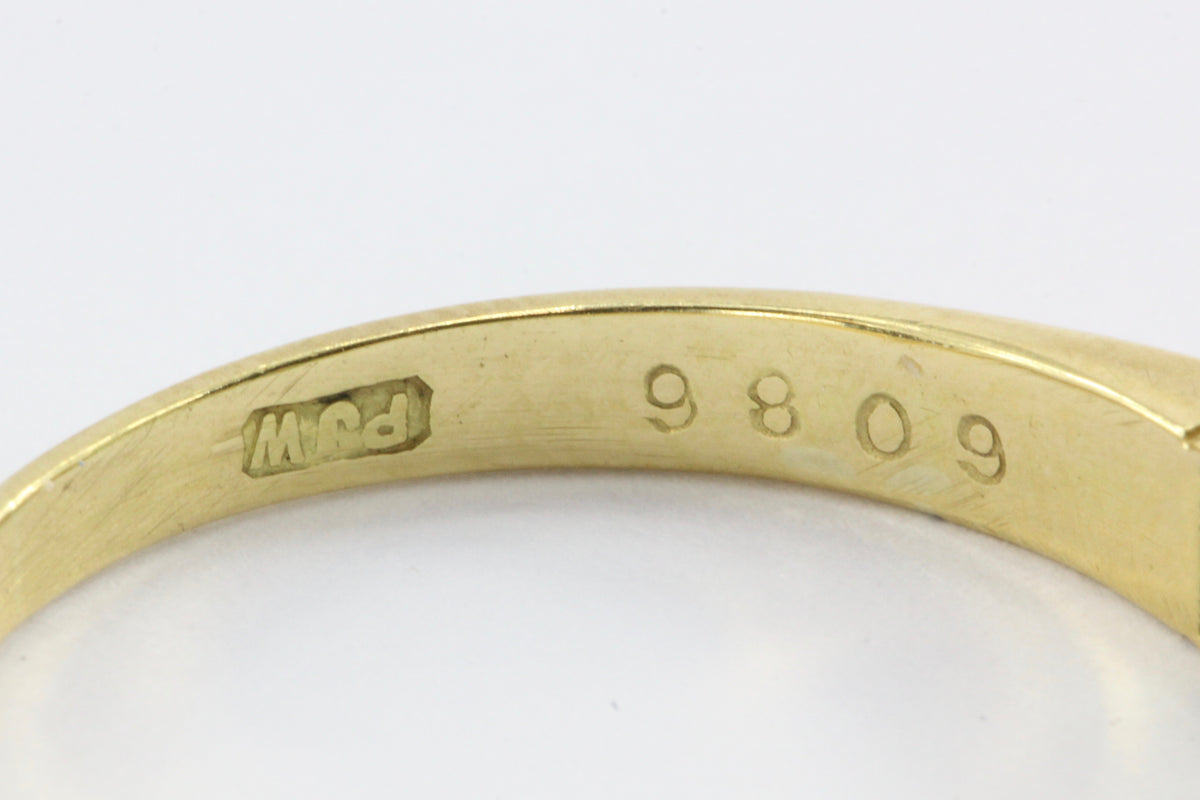 18k Gold Diamond Emerald Band Ring from London England c.1986 - Queen May