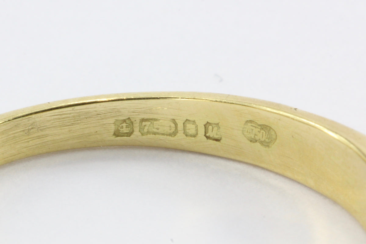 18k Gold Diamond Emerald Band Ring from London England c.1986 - Queen May