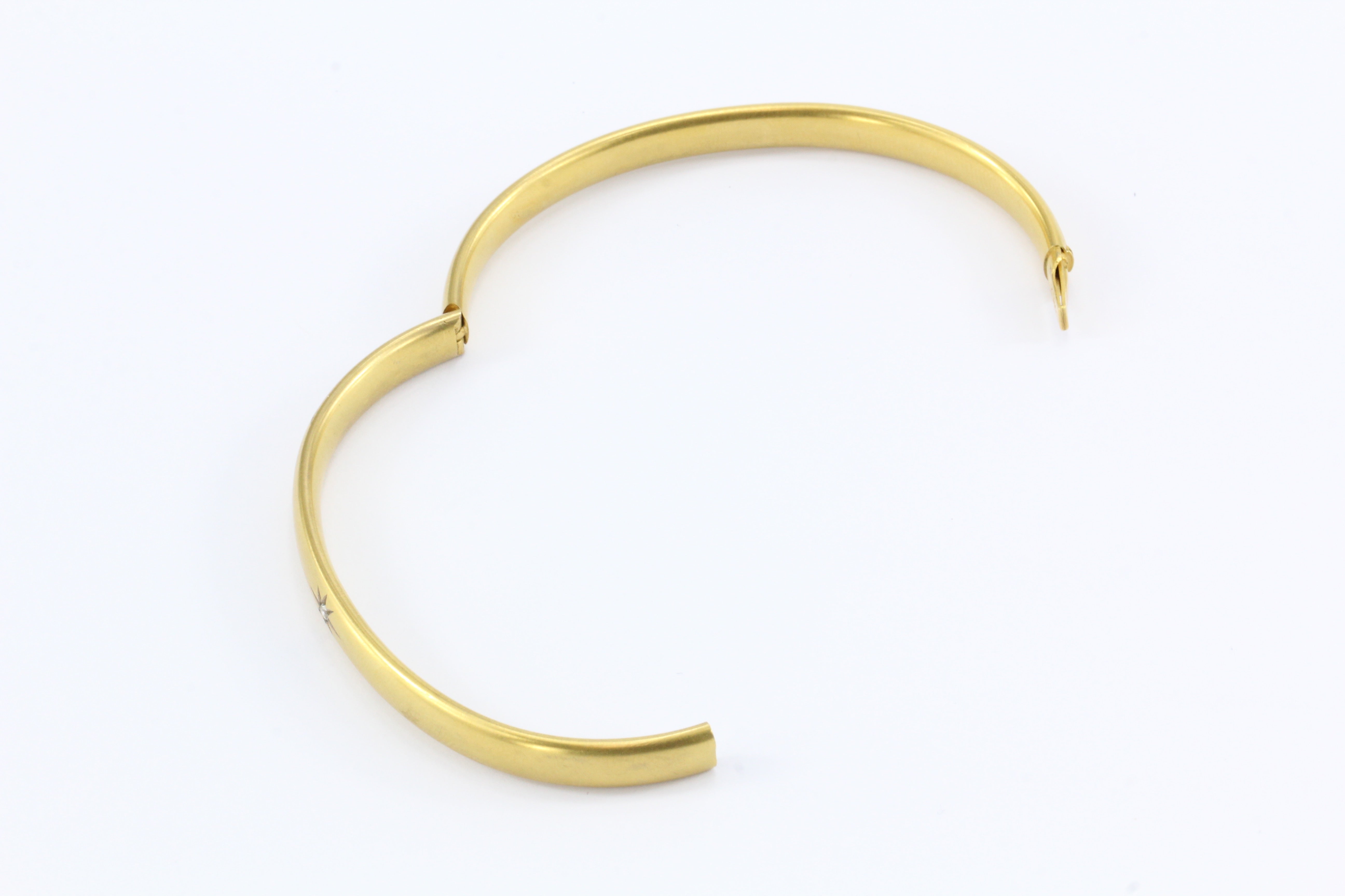 Victorian 10K Gold Old Mine Diamond Star Burst Bangle Bracelet c.1890 - Queen May