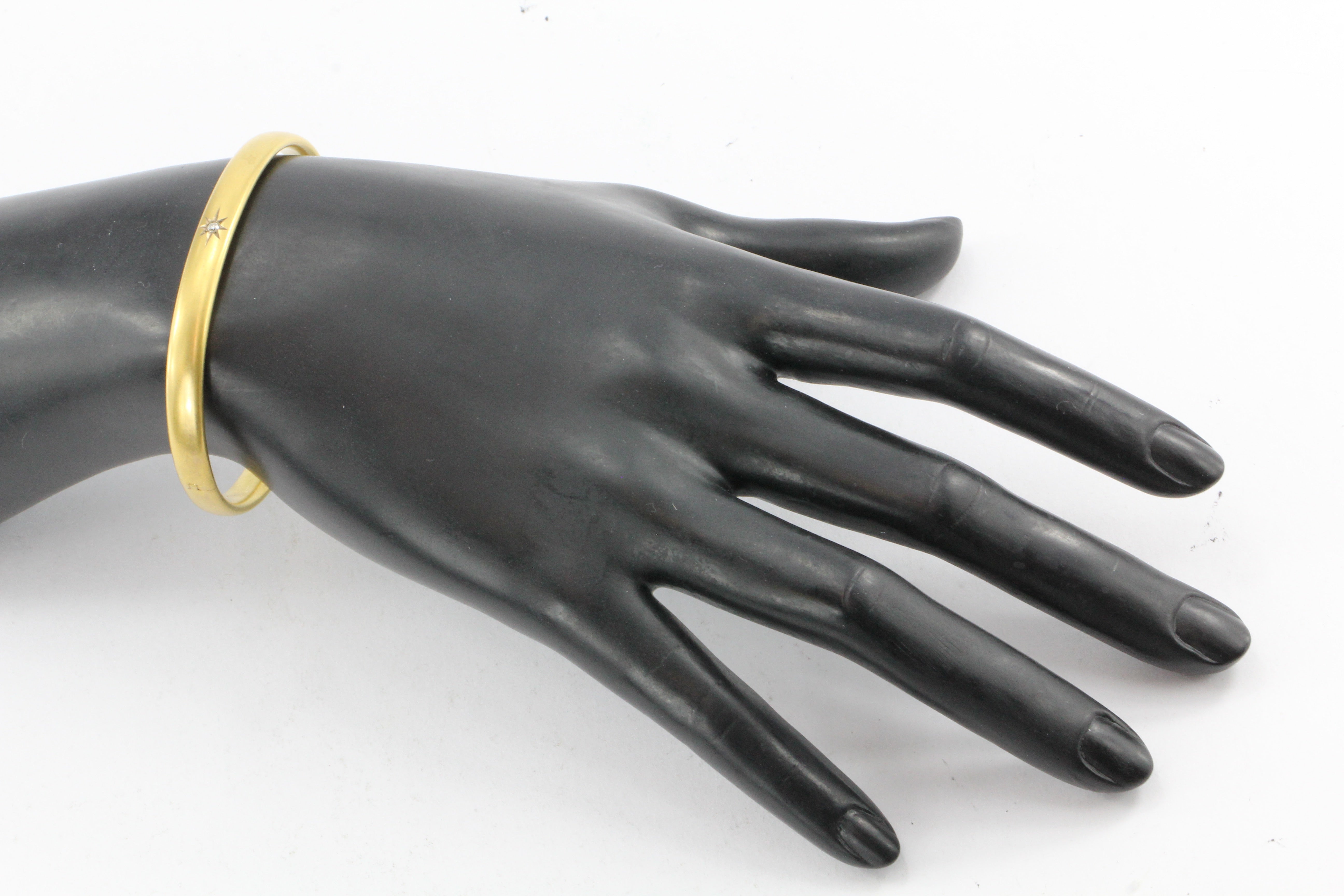 Victorian 10K Gold Old Mine Diamond Star Burst Bangle Bracelet c.1890 - Queen May