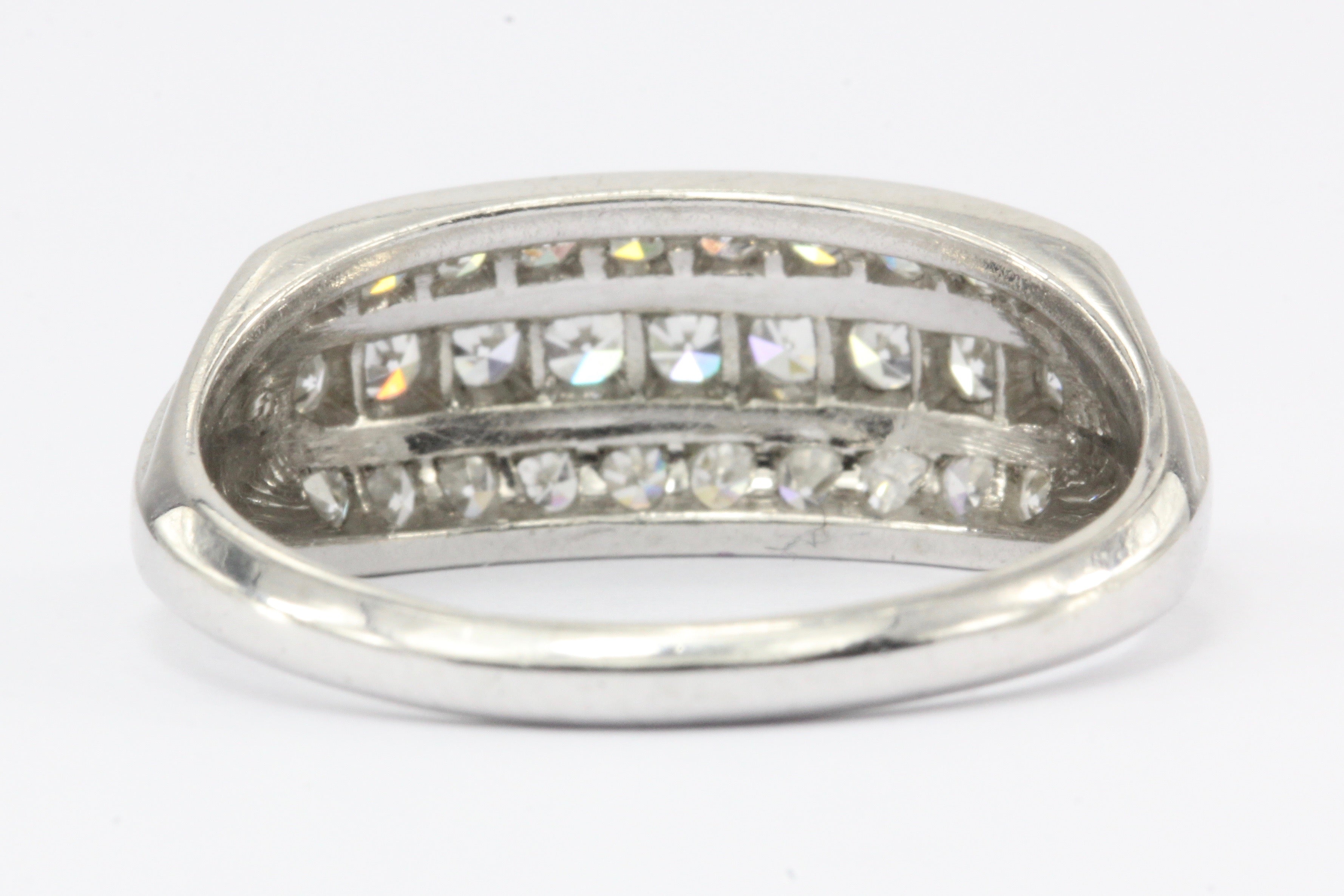 Art Deco Platinum Triple Row Diamond Ring Band c.1930's Whitehouse Bros. - Queen May