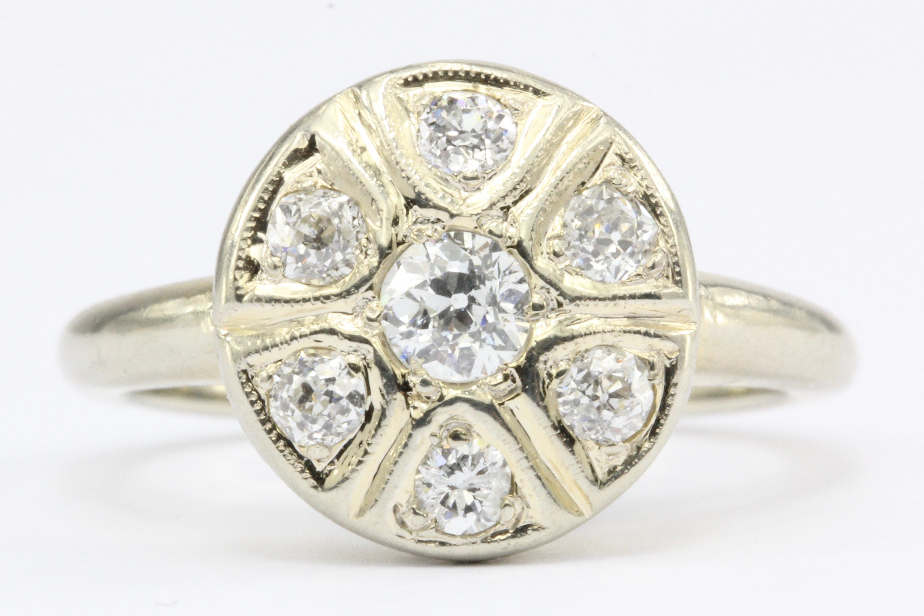 Art Deco 14K Gold Old European Cut Diamond Engagement Ring c. 1920's - Queen May