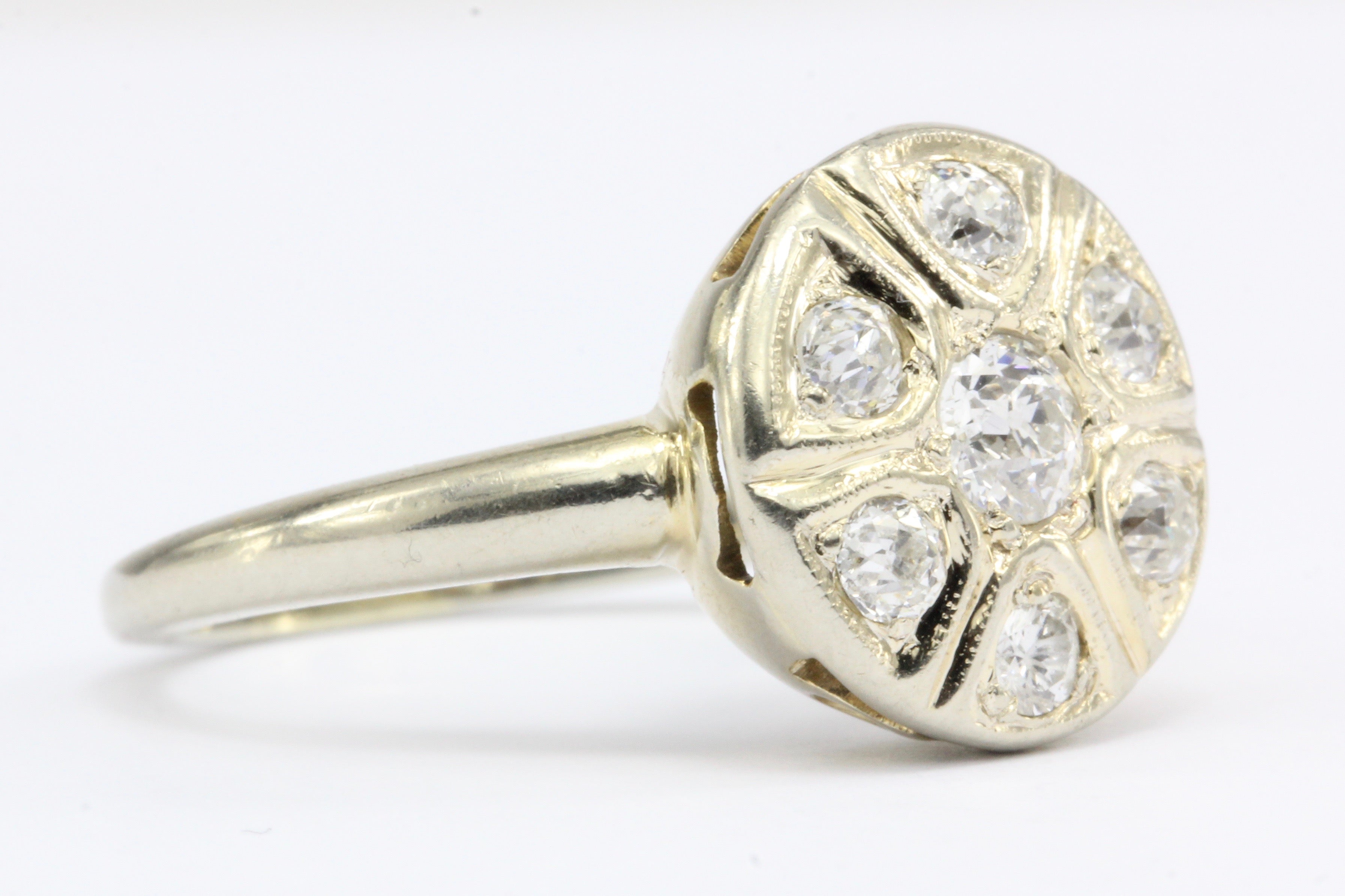 Art Deco 14K Gold Old European Cut Diamond Engagement Ring c. 1920's - Queen May