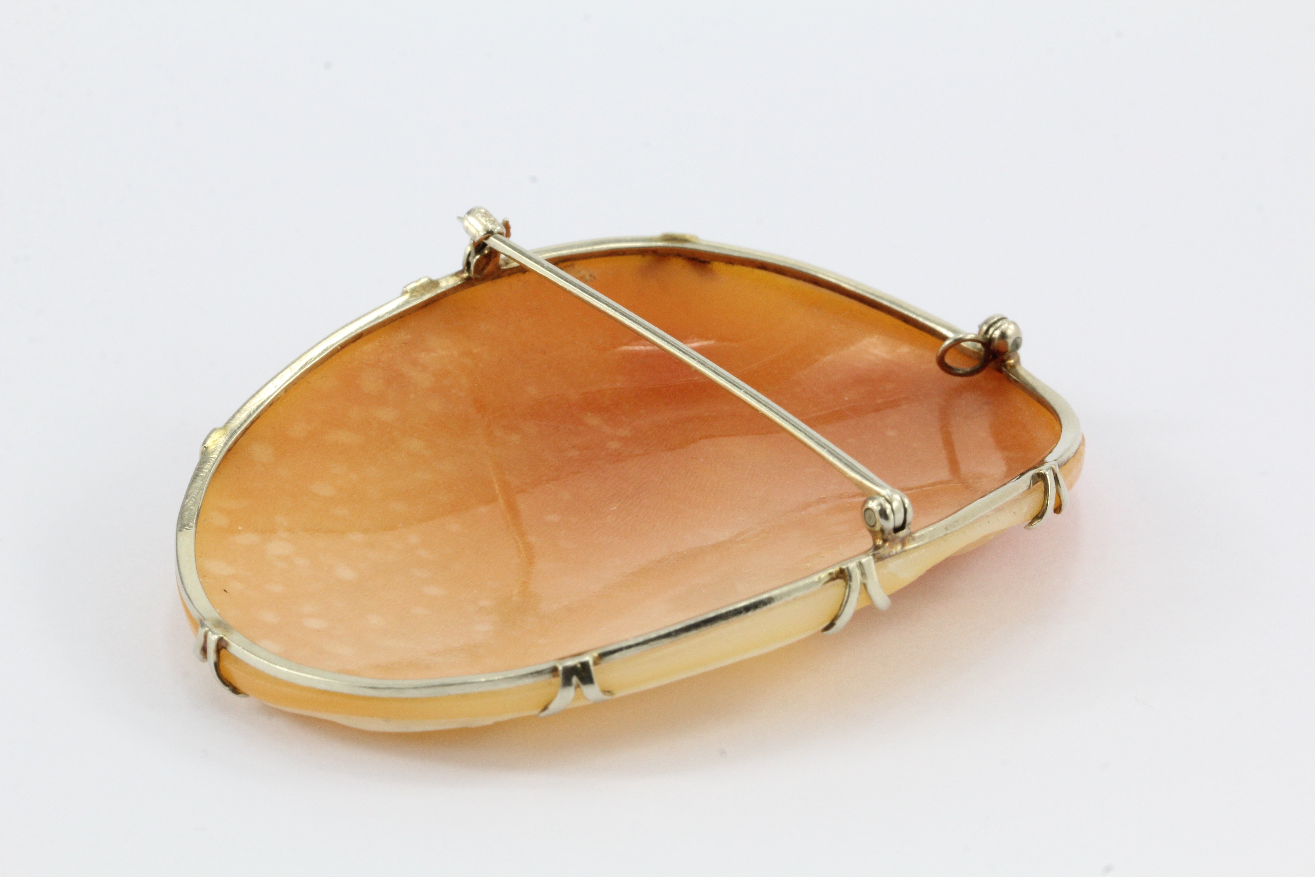 Victorian 14K White Gold Large Three Graces Carved Cameo Pendant/ Brooch c.1890 - Queen May