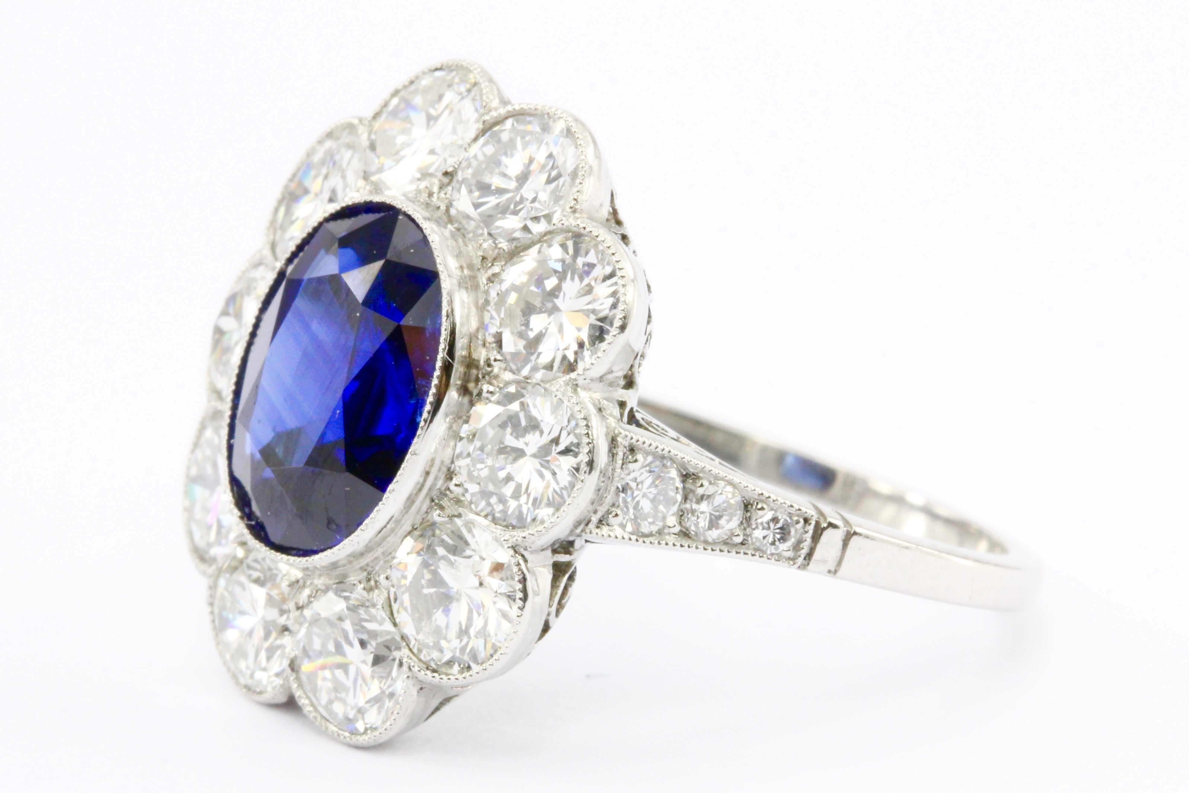 GIA Certified Natural No Treatment 4.08ct Sapphire in a Platinum & Diamond Setting - Queen May