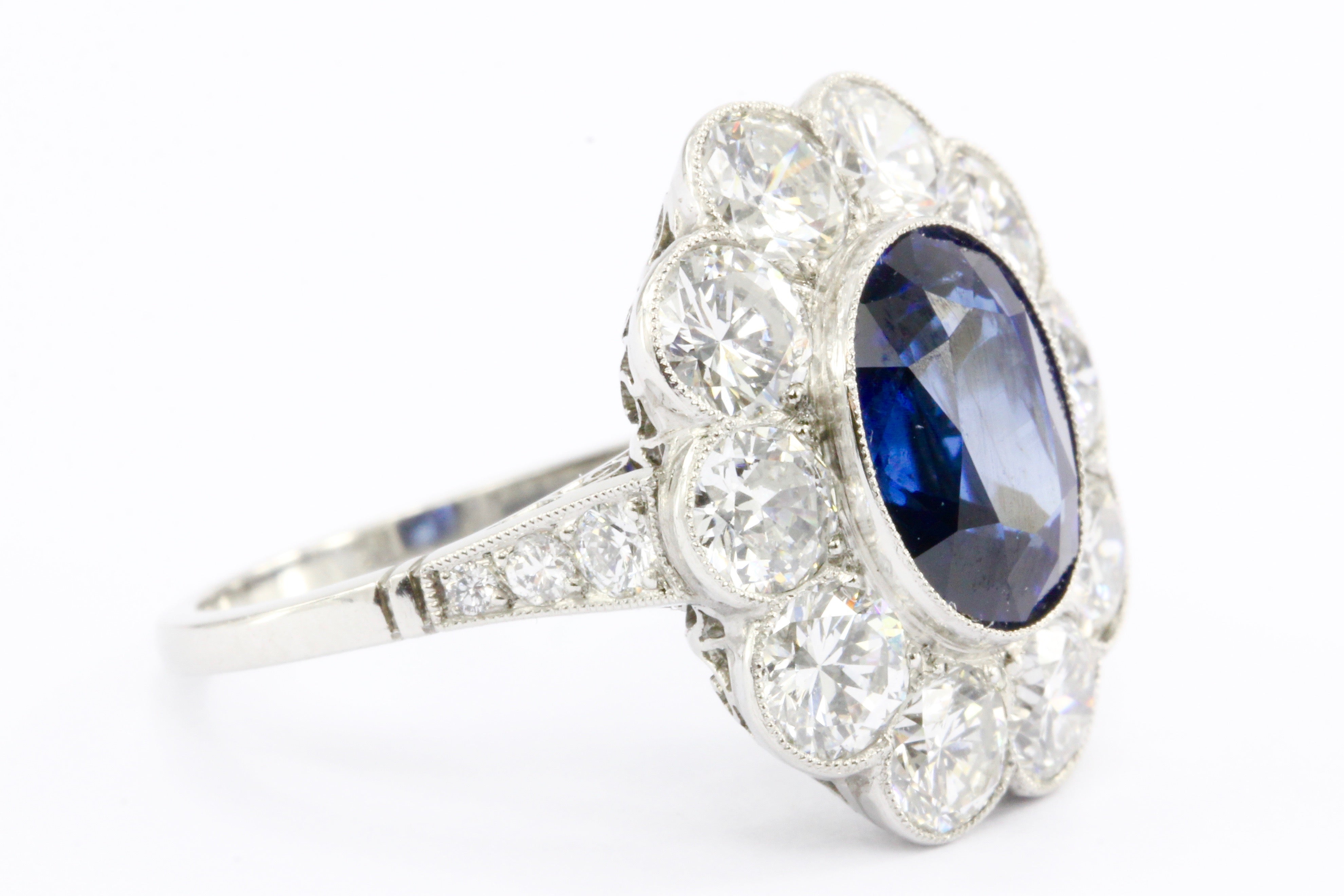 GIA Certified Natural No Treatment 4.08ct Sapphire in a Platinum & Diamond Setting - Queen May