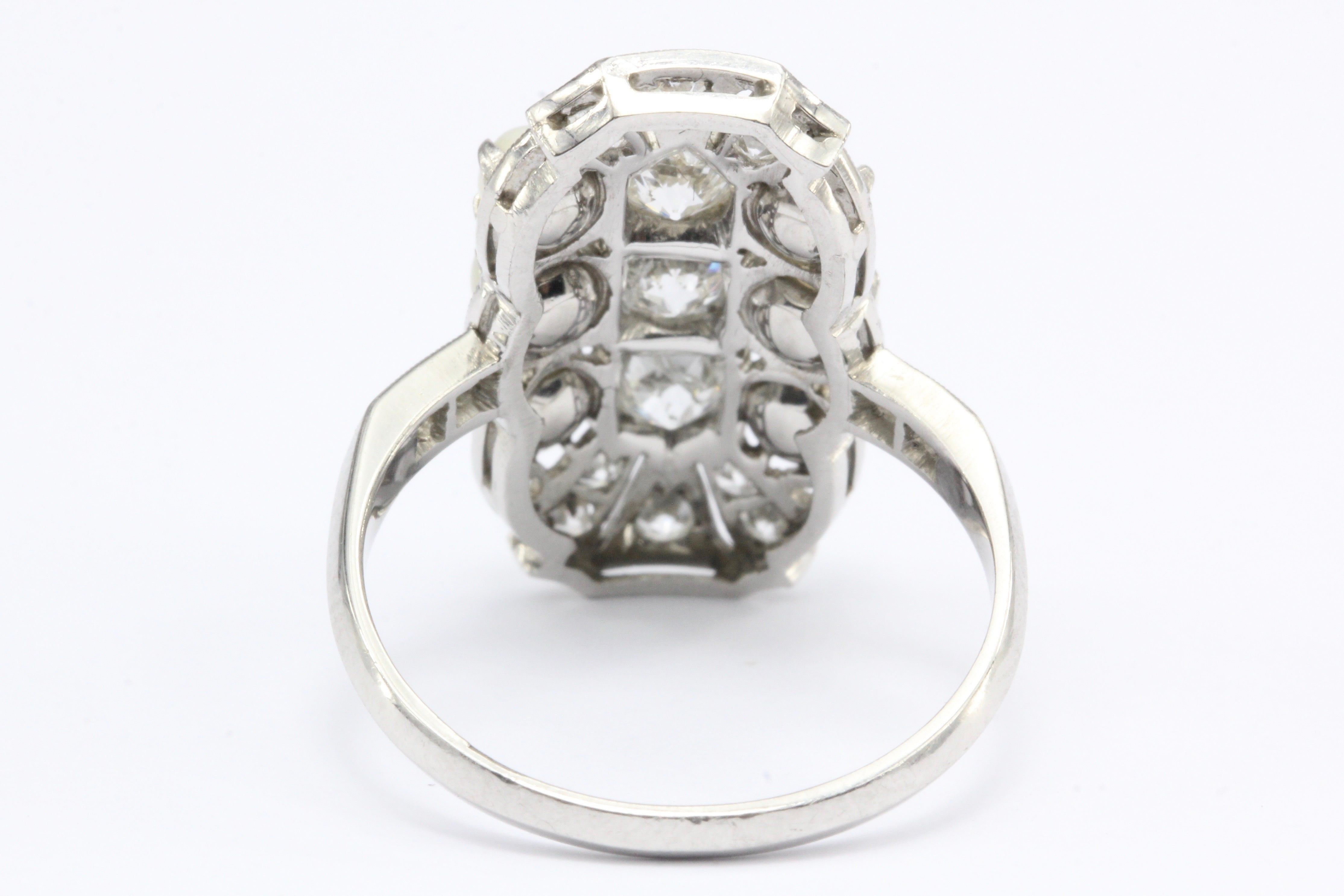 Edwardian Platinum Diamond Pearl Dinner Ring c.1910 - Queen May