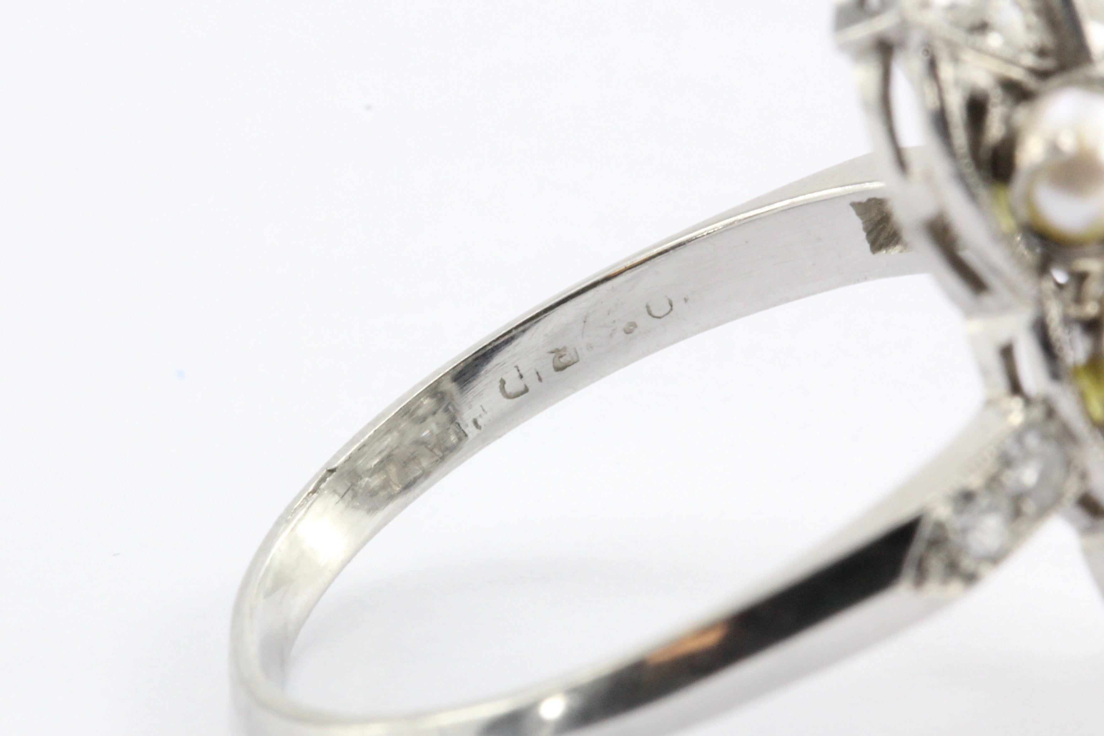 Edwardian Platinum Diamond Pearl Dinner Ring c.1910 - Queen May