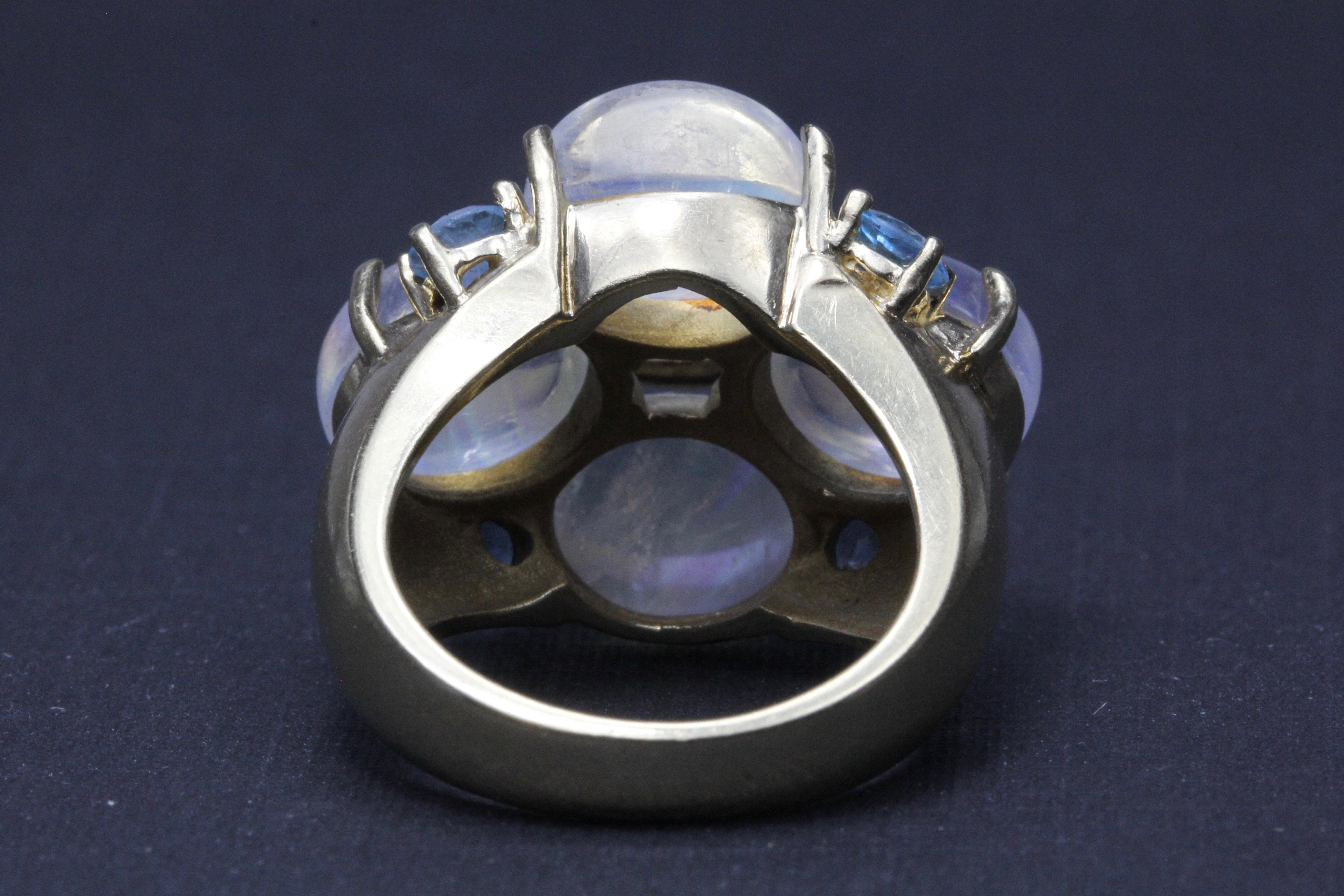 Vintage 14K Yellow Gold Moonstone Cluster Ring - Queen May