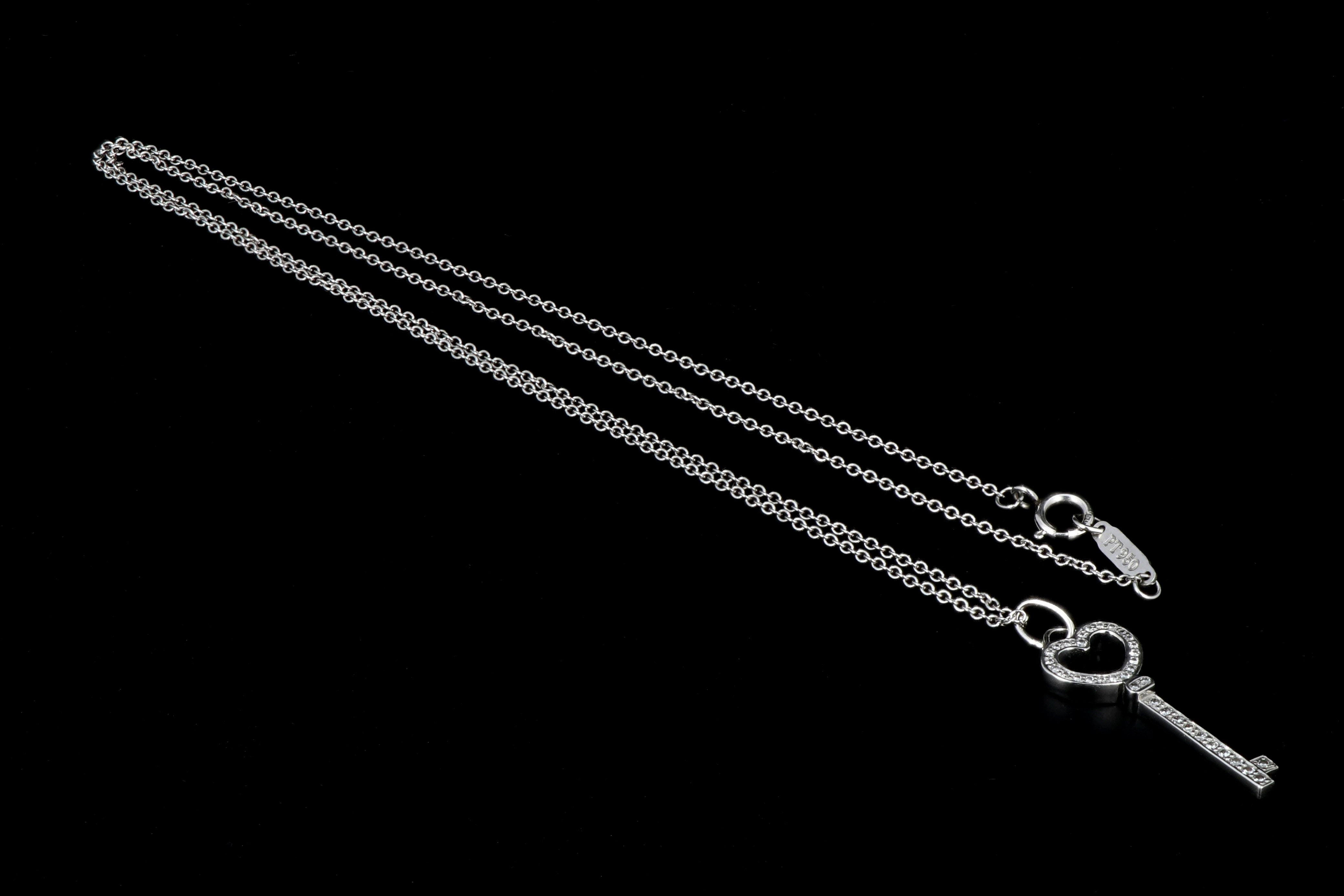 Tiffany Platinum Heart Key Diamond Pendant - Queen May