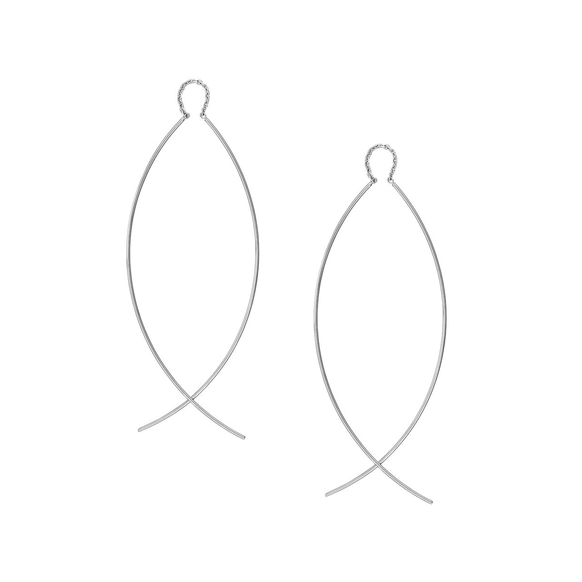 14K Yellow or White Gold Curved Wire Threader Earrings - Queen May