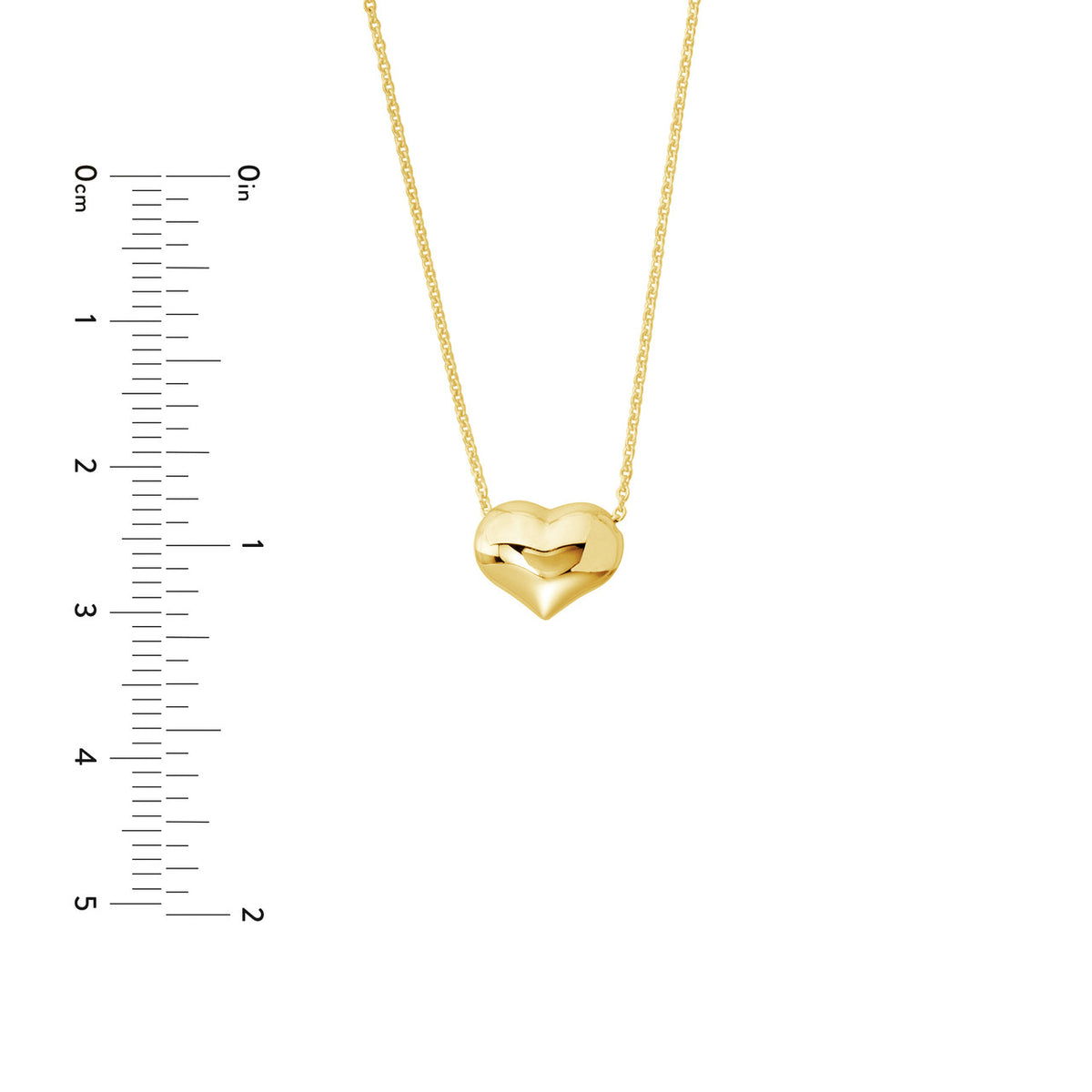 14K White, Yellow, or Rose Gold Puffy Heart Necklace - Queen May