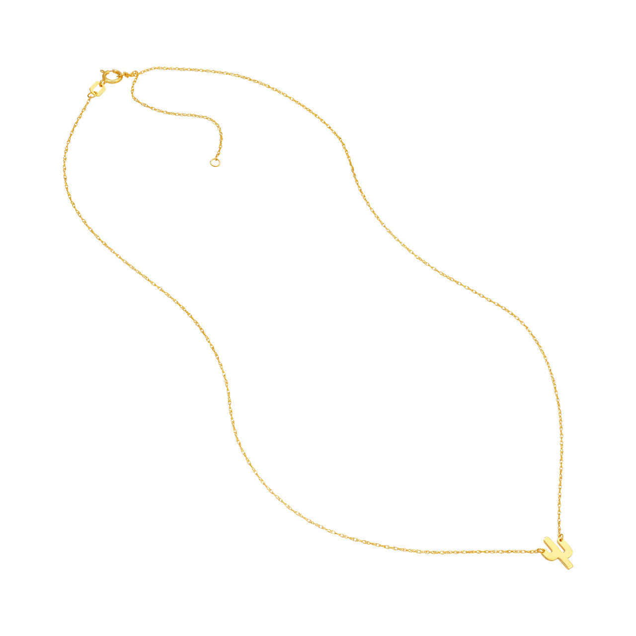 14K Yellow Gold Mini Cactus Pendant Necklace - Queen May