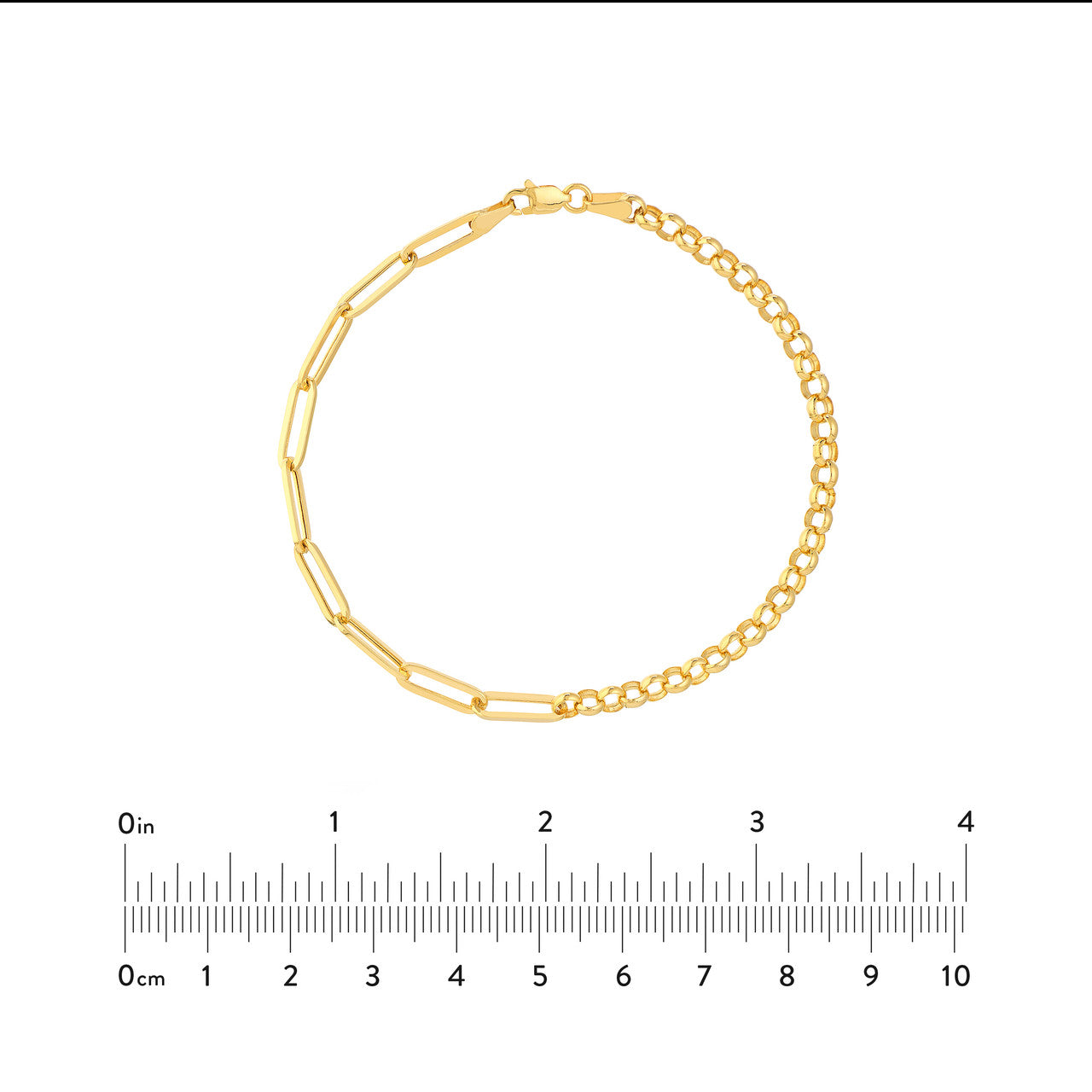 14K Yellow Gold 50/50 Paperclip + Rolo Chain Bracelet - Queen May