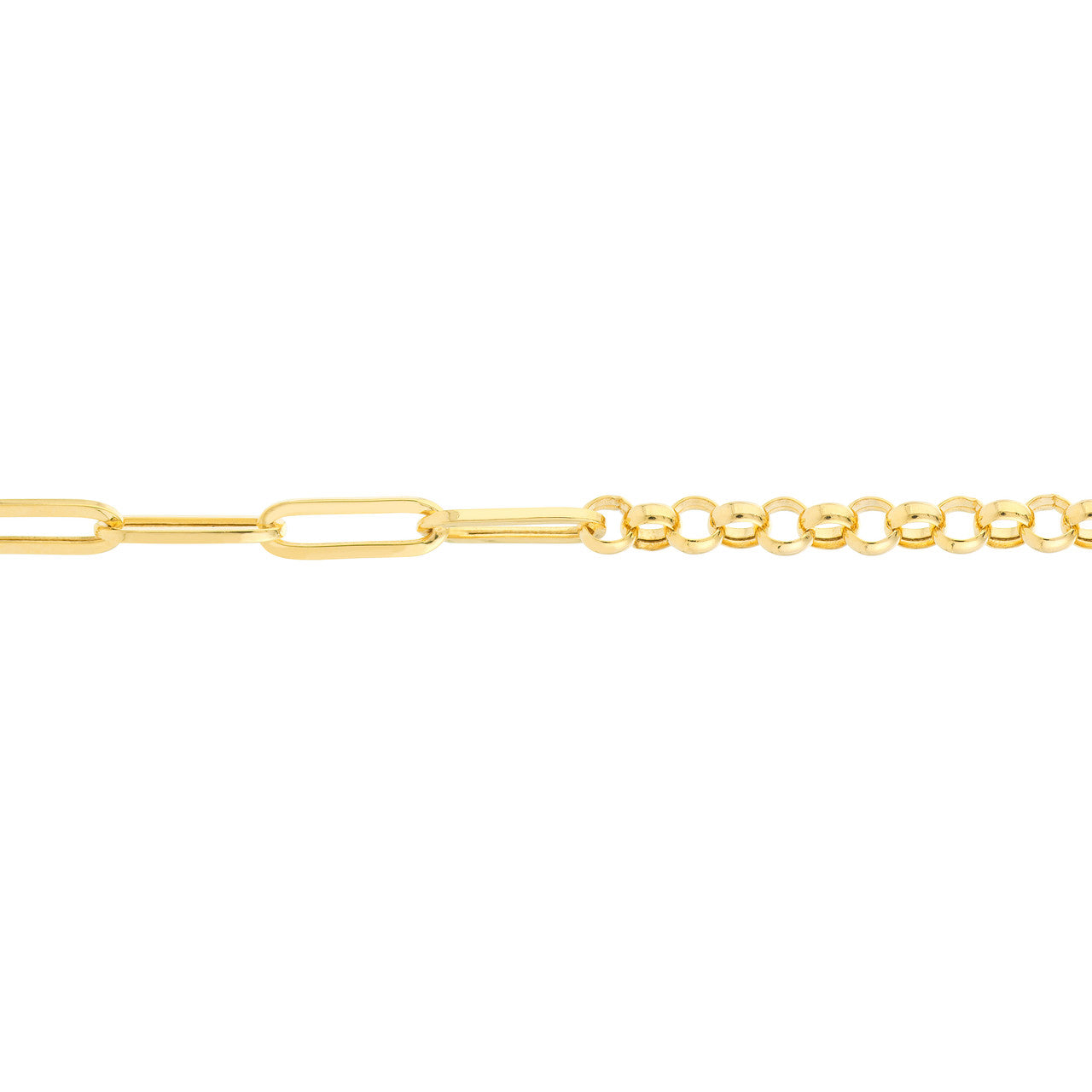 14K Yellow Gold 50/50 Paperclip + Rolo Chain Bracelet - Queen May