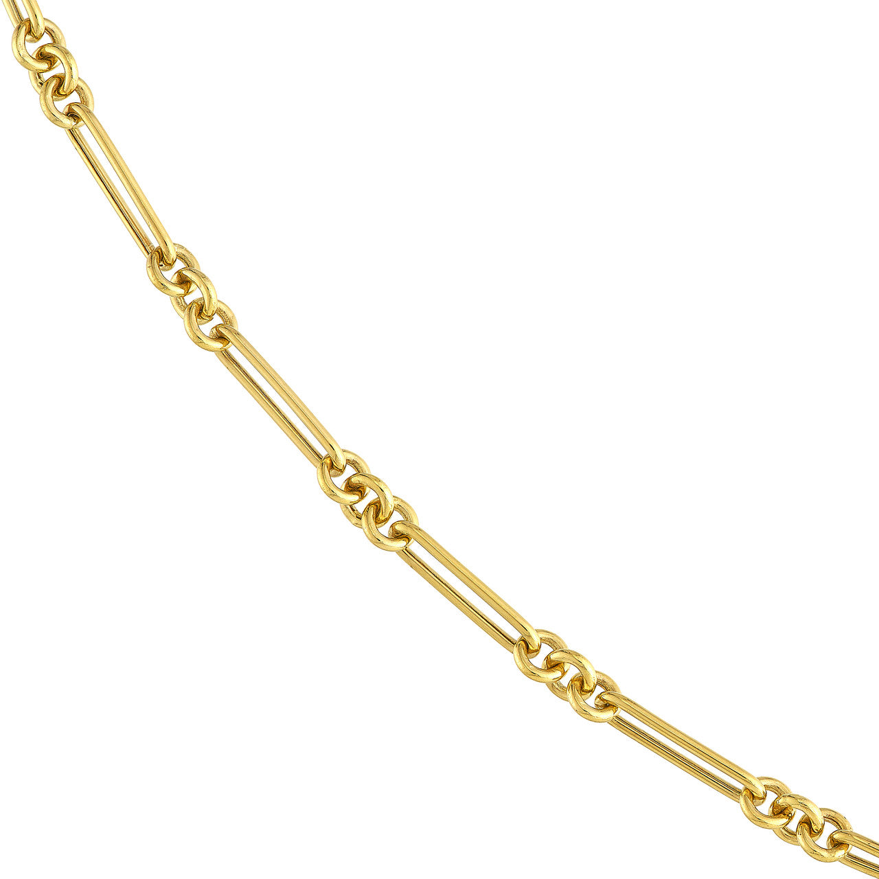 14K Yellow Gold Hollow Fancy Rounded Paperclip Link Chain Necklace - Queen May