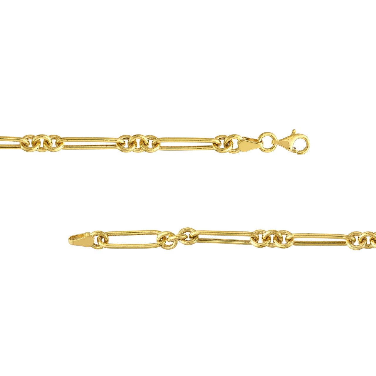 14K Yellow Gold Hollow Fancy Rounded Paperclip Link Chain Necklace - Queen May