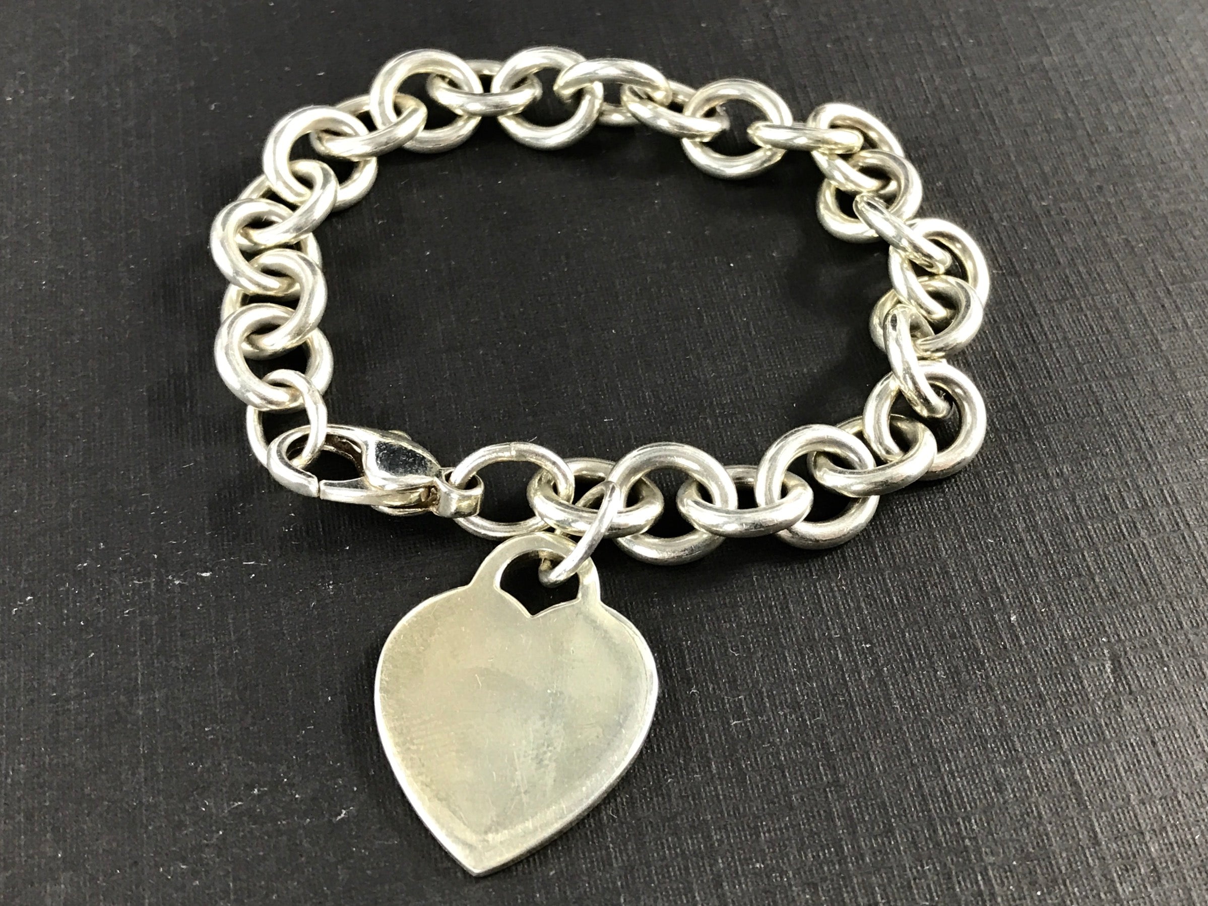 Tiffany & Co Sterling Silver Heart Tag Bracelet 7.5" - Queen May