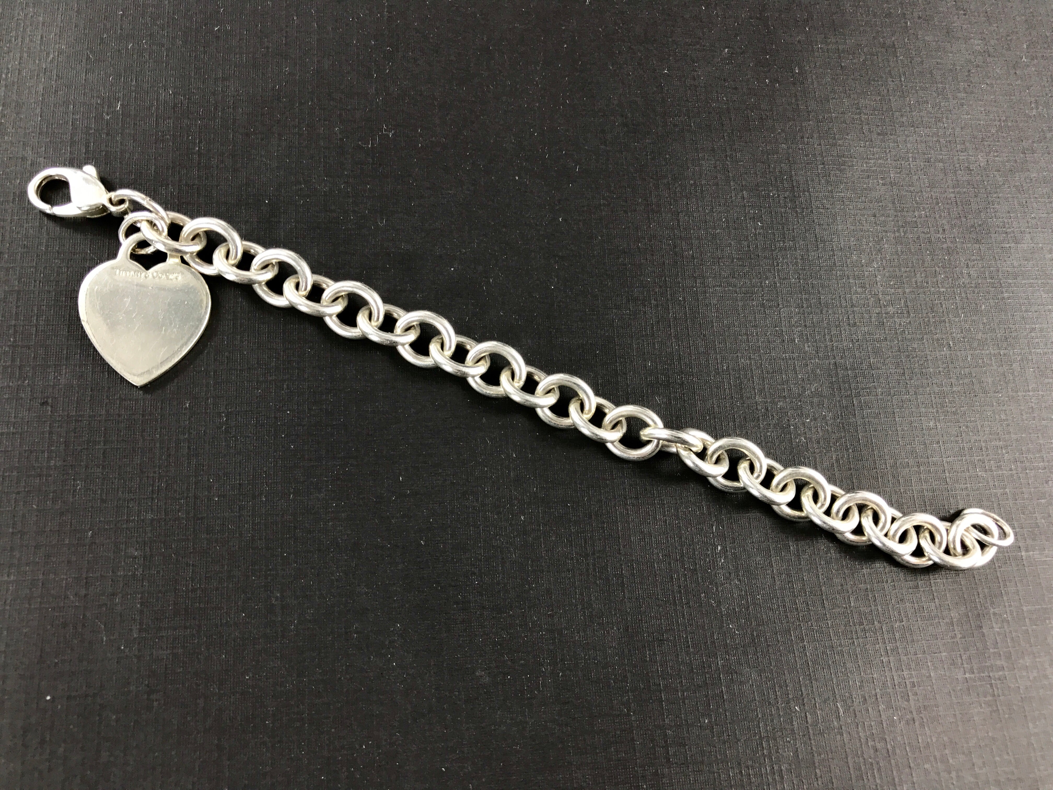 Tiffany & Co Sterling Silver Heart Tag Bracelet 7.5" - Queen May