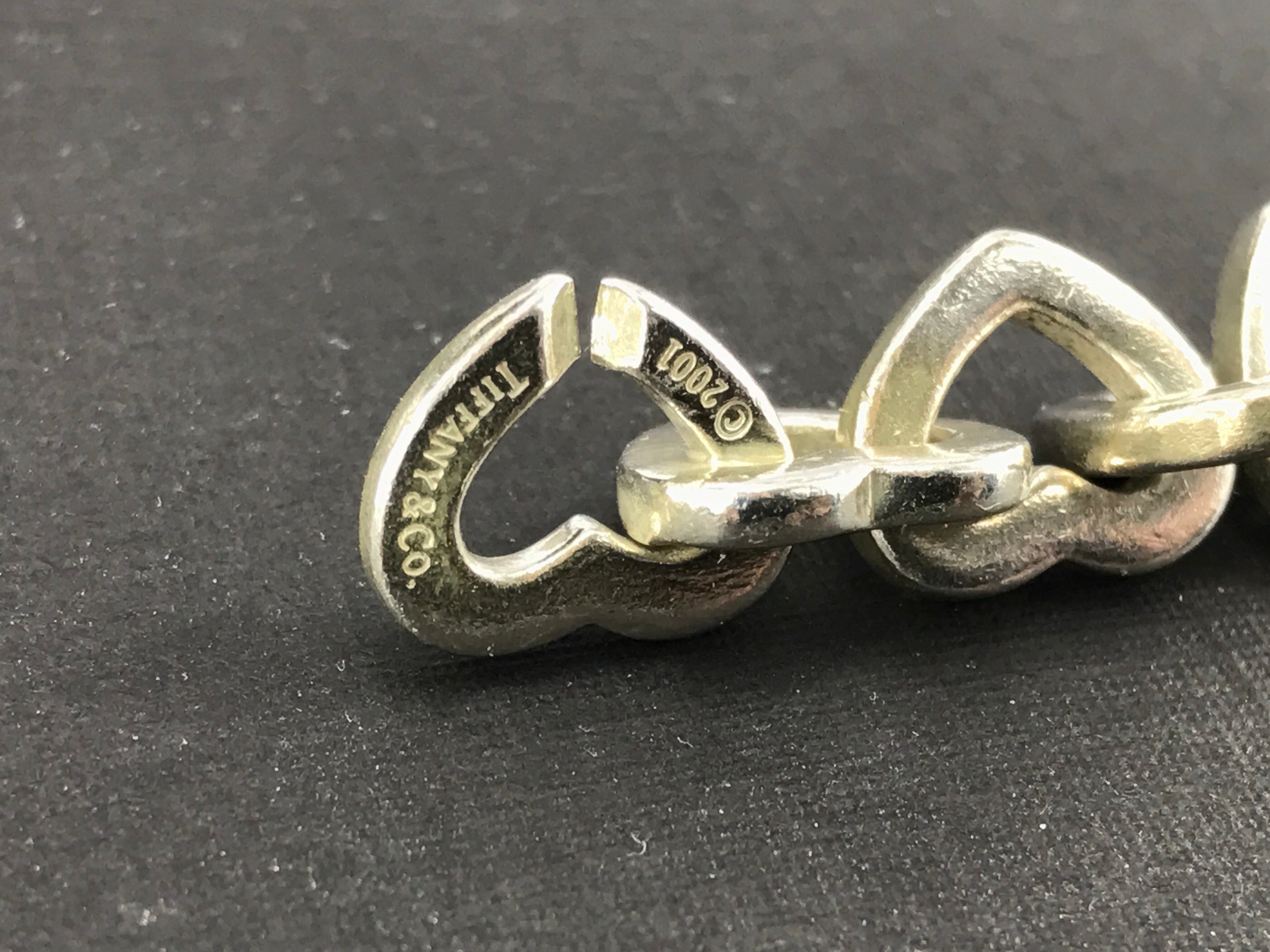 Tiffany & Co Sterling Silver & 18K Gold Heart Link Bracelet 7.5" - Queen May