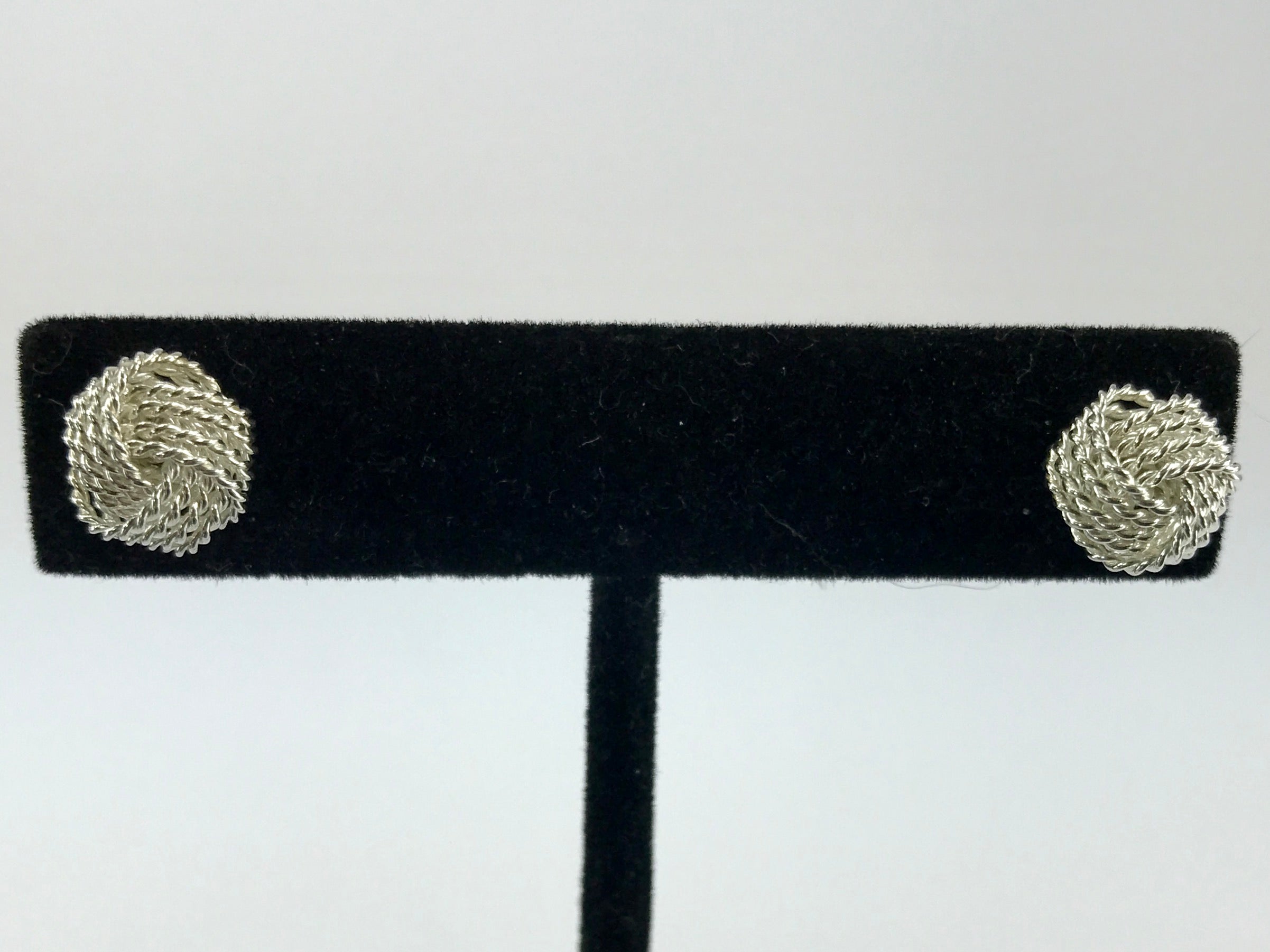 Tiffany & Co Sterling Silver Somerset Mesh 10mm Knot Earring Studs - Queen May